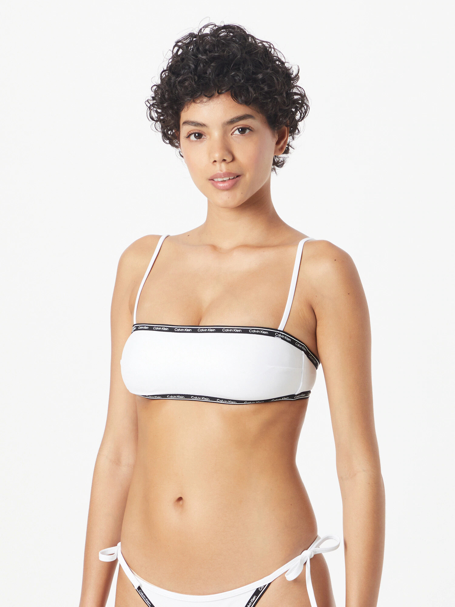 Calvin Klein Swimwear Bikinový top čierna / šedobiela - Pepit.sk