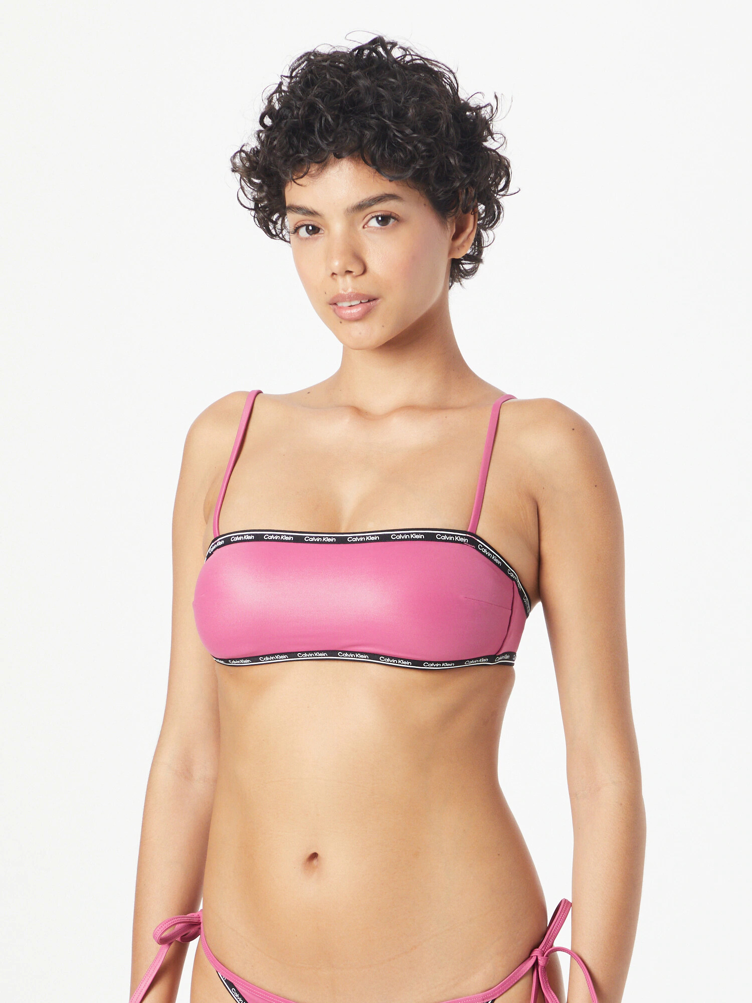 Calvin Klein Swimwear Bikinový top fuksia / čierna / biela - Pepit.sk