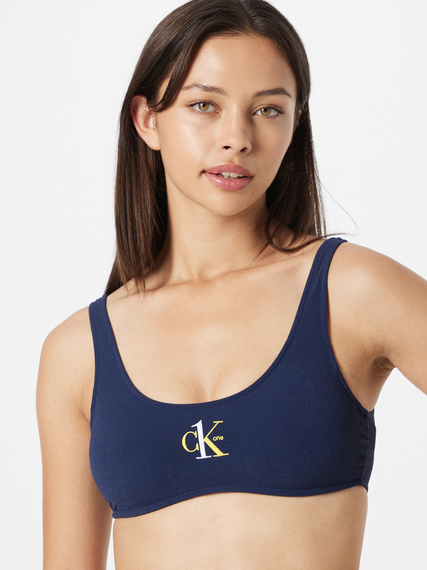 Calvin Klein Swimwear Bikinový top námornícka modrá / žltá / biela - Pepit.sk