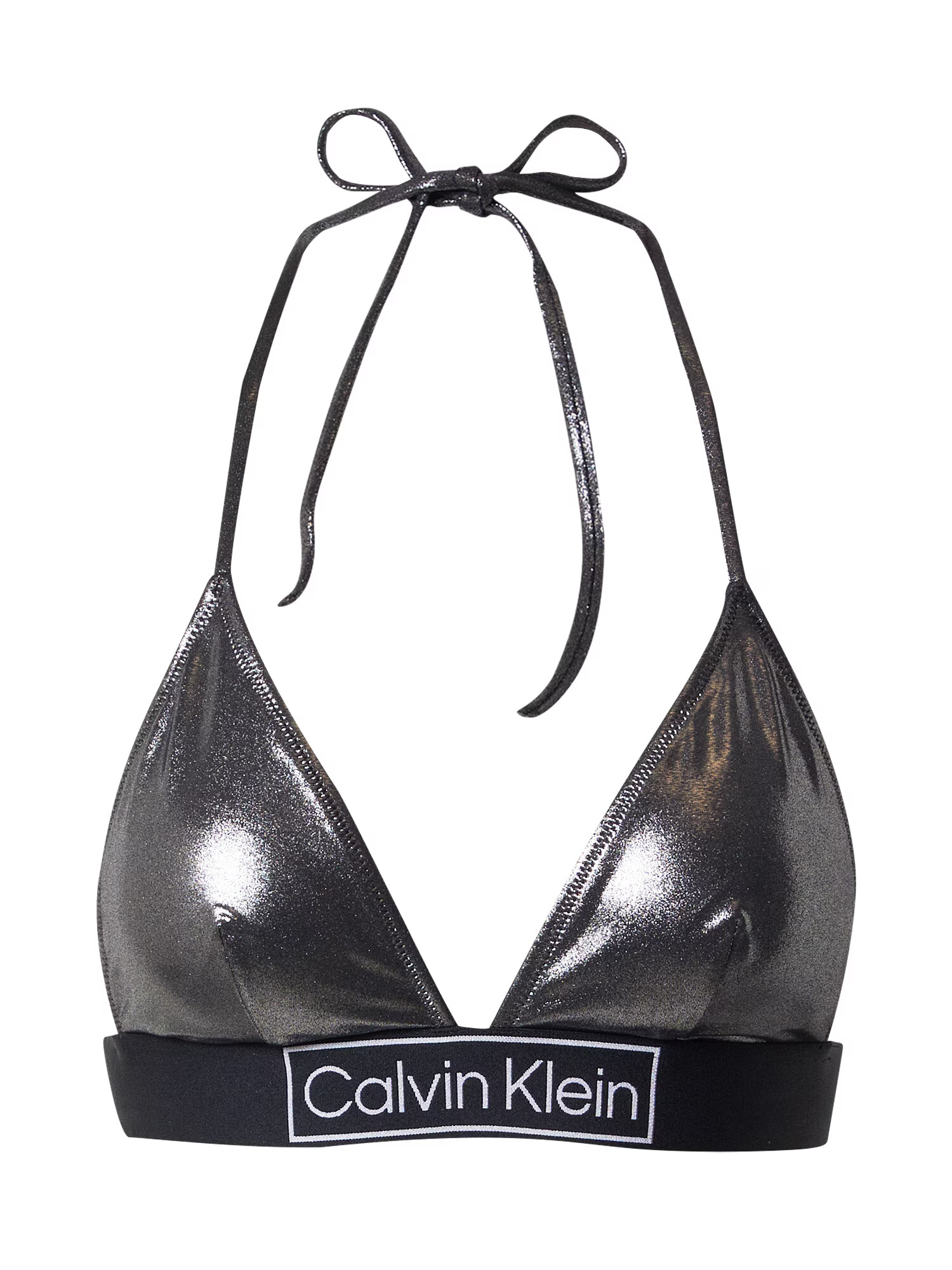 Calvin Klein Swimwear Bikinový top striebornosivá / čierna / biela - Pepit.sk