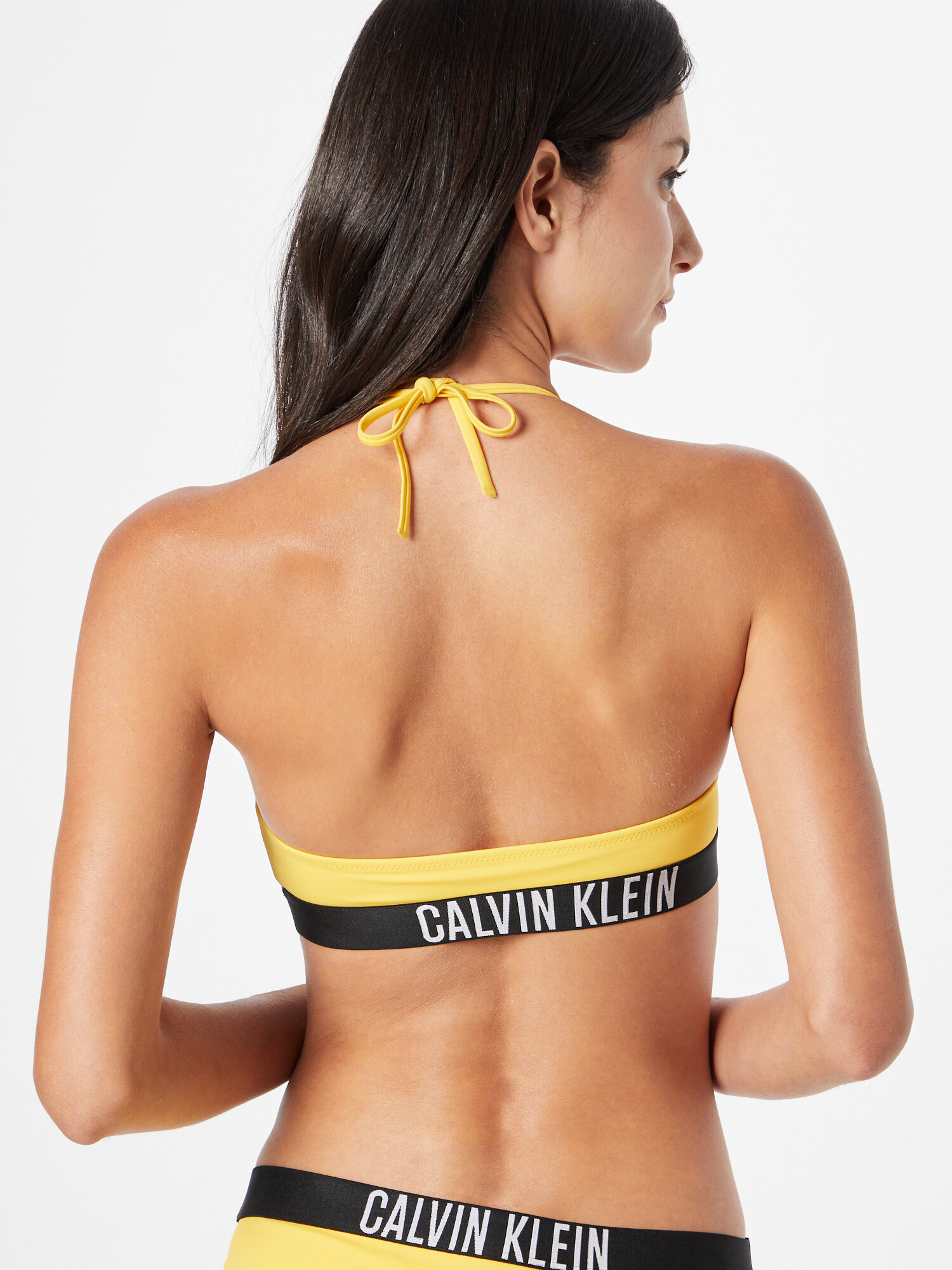 Calvin Klein Swimwear Bikinový top žltá / čierna / biela - Pepit.sk