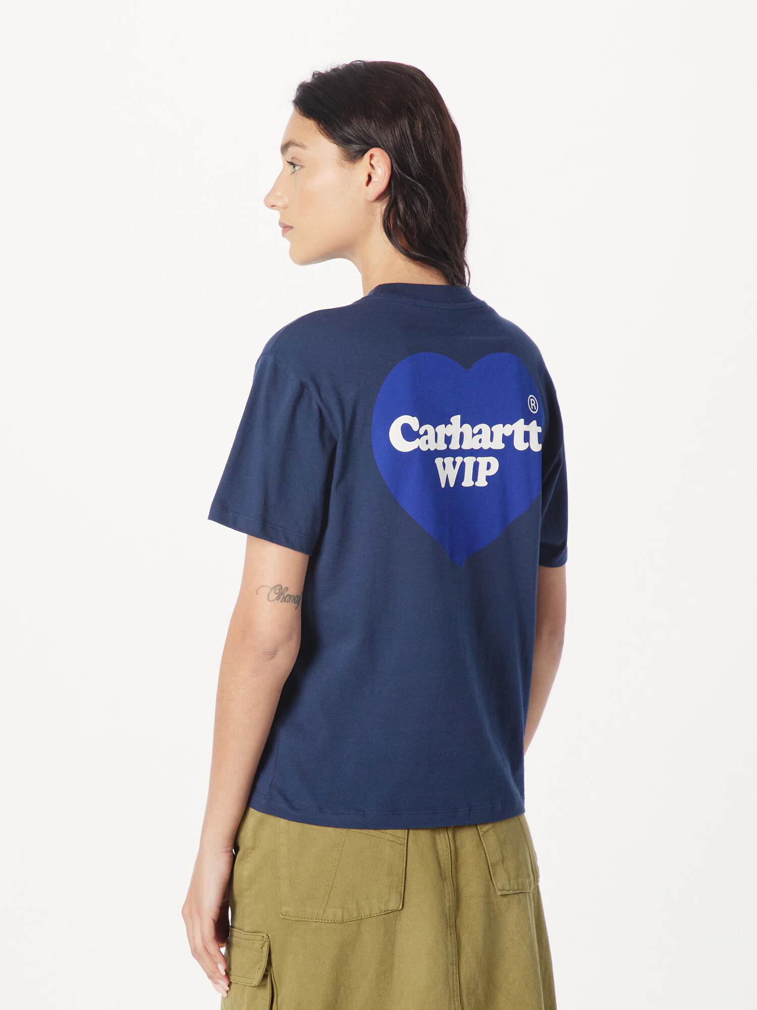 Carhartt WIP Tričko 'Double Heart' námornícka modrá / tmavomodrá / biela - Pepit.sk