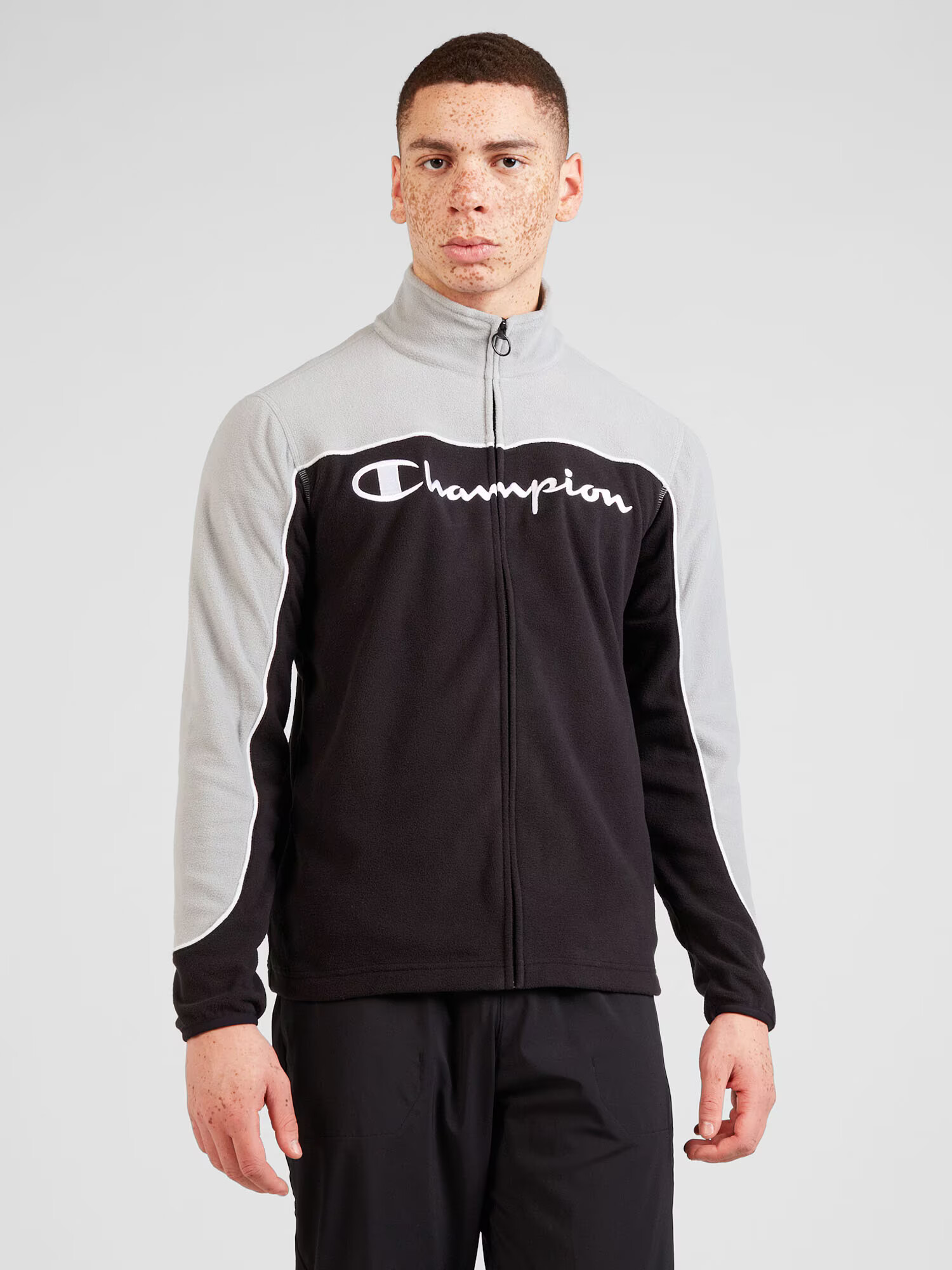 Champion Authentic Athletic Apparel Funkčná flisová bunda svetlosivá / čierna / biela - Pepit.sk