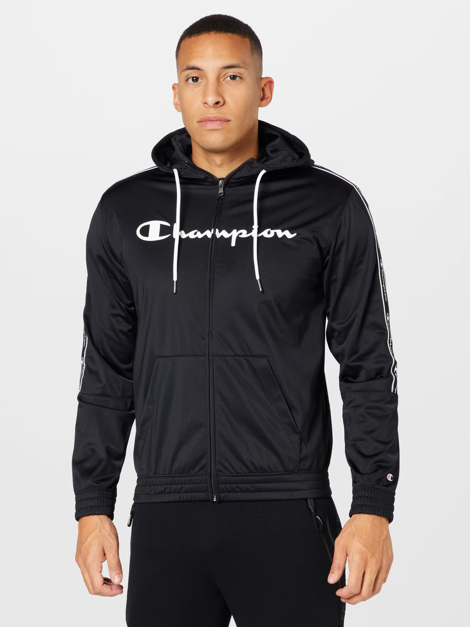 Champion Authentic Athletic Apparel Tepláková bunda čierna / biela - Pepit.sk