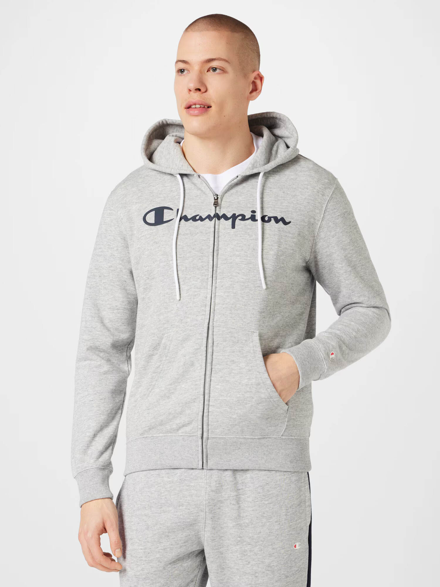 Champion Authentic Athletic Apparel Tepláková bunda sivá melírovaná / čierna - Pepit.sk