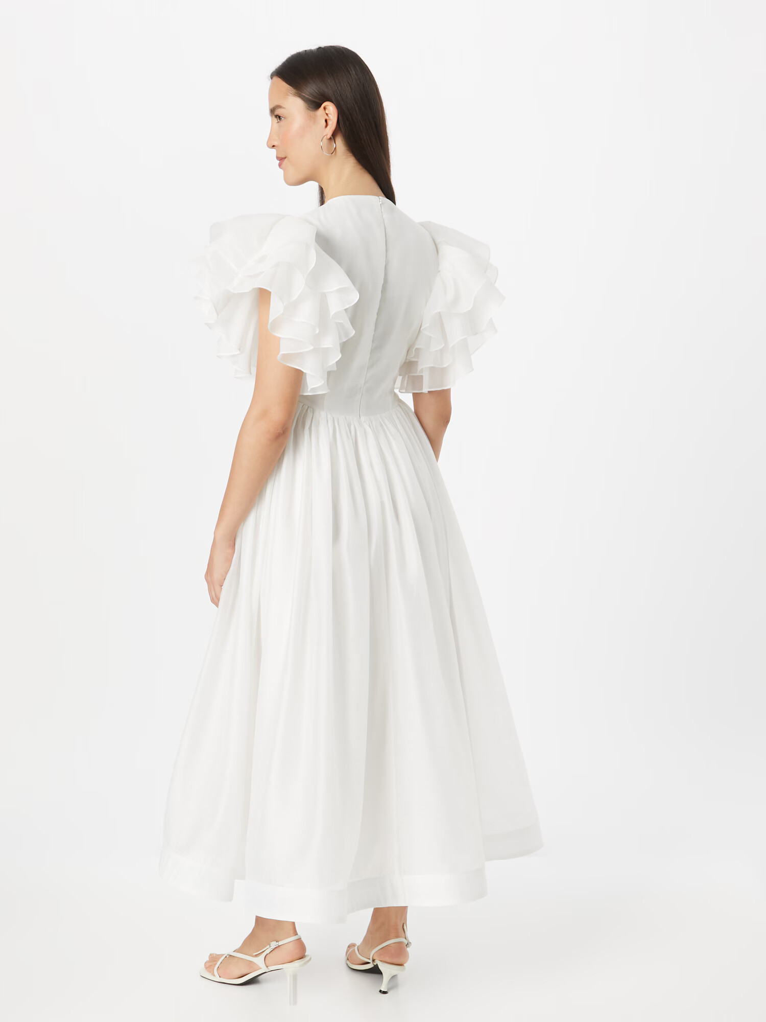 Coast Šaty 'Ivory Mega Ruffle Full Skirted Dress' šedobiela - Pepit.sk