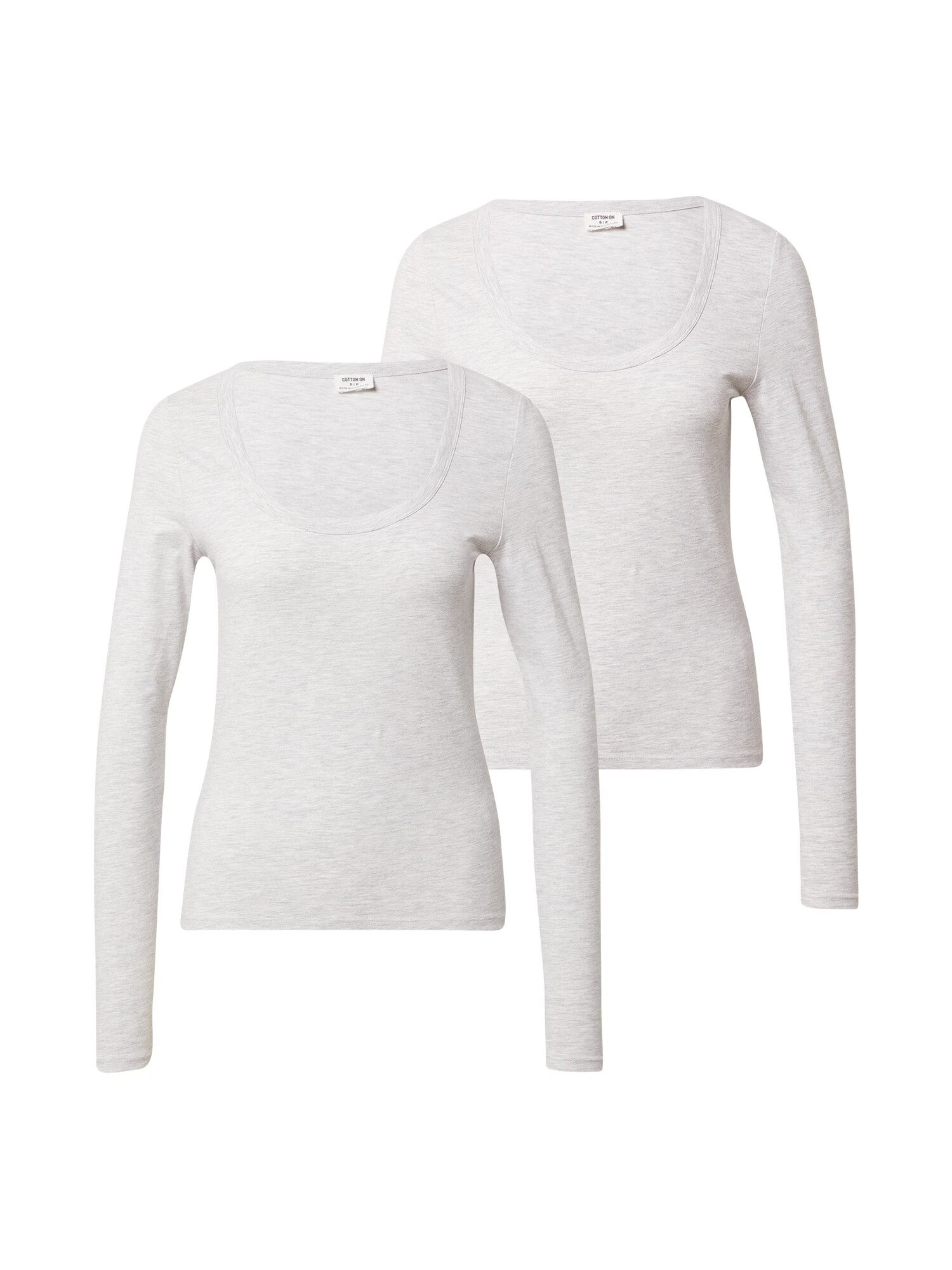 Cotton On Tričko 'EVERYDAY SCOOPED LONG SLEEVE TOP - 2 PACK' sivá melírovaná - Pepit.sk