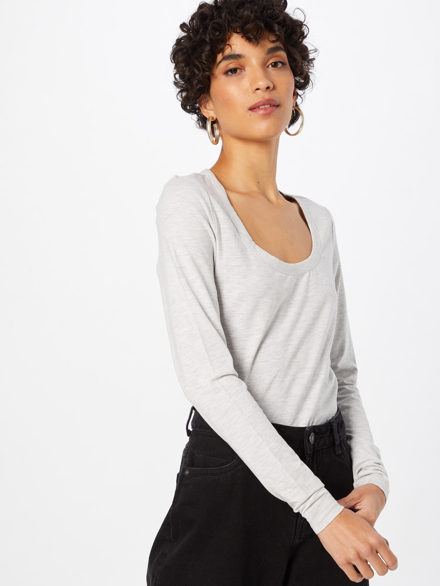 Cotton On Tričko 'EVERYDAY SCOOPED LONG SLEEVE TOP - 2 PACK' sivá melírovaná - Pepit.sk