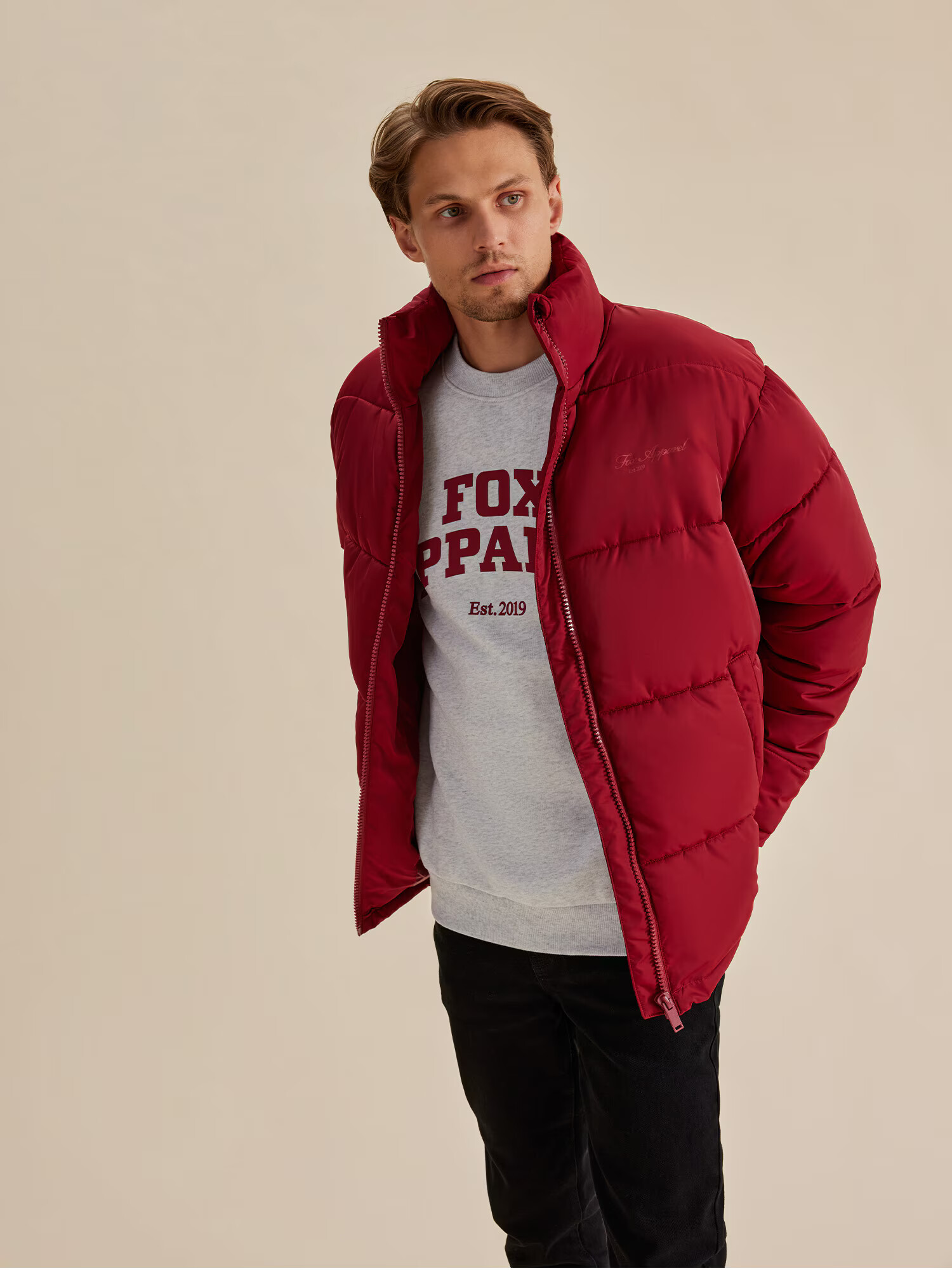 DAN FOX APPAREL Zimná bunda 'Hanno' tmavočervená - Pepit.sk