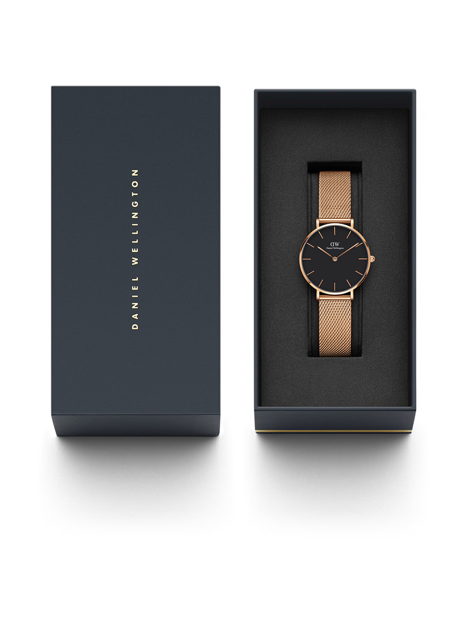 Daniel Wellington Analógové hodinky 'Classic Petite Melrose DW00100161' ružové zlato / čierna - Pepit.sk