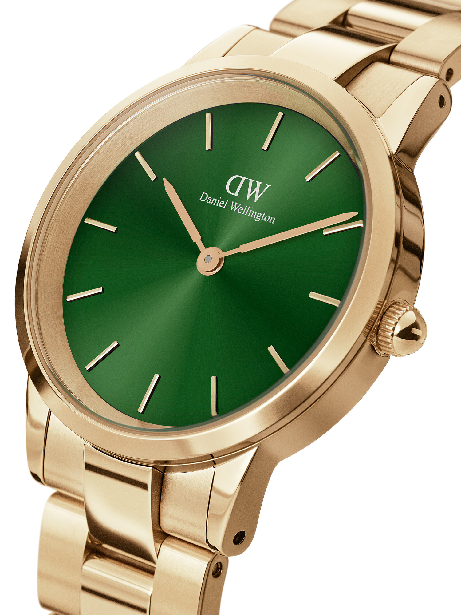 Daniel Wellington Analógové hodinky 'Iconic Link Emerald G Green' zlatá / trávovo zelená - Pepit.sk