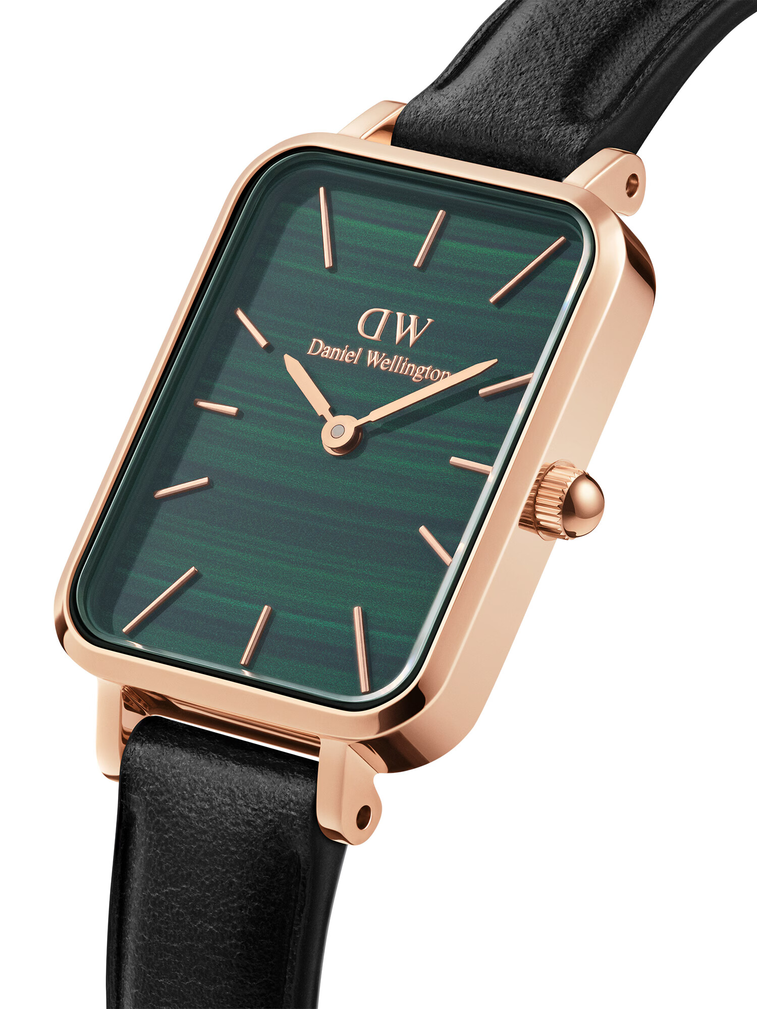 Daniel Wellington Analógové hodinky 'Quadro Pressed Sheffield RG Green' ružové zlato / zelená / čierna - Pepit.sk