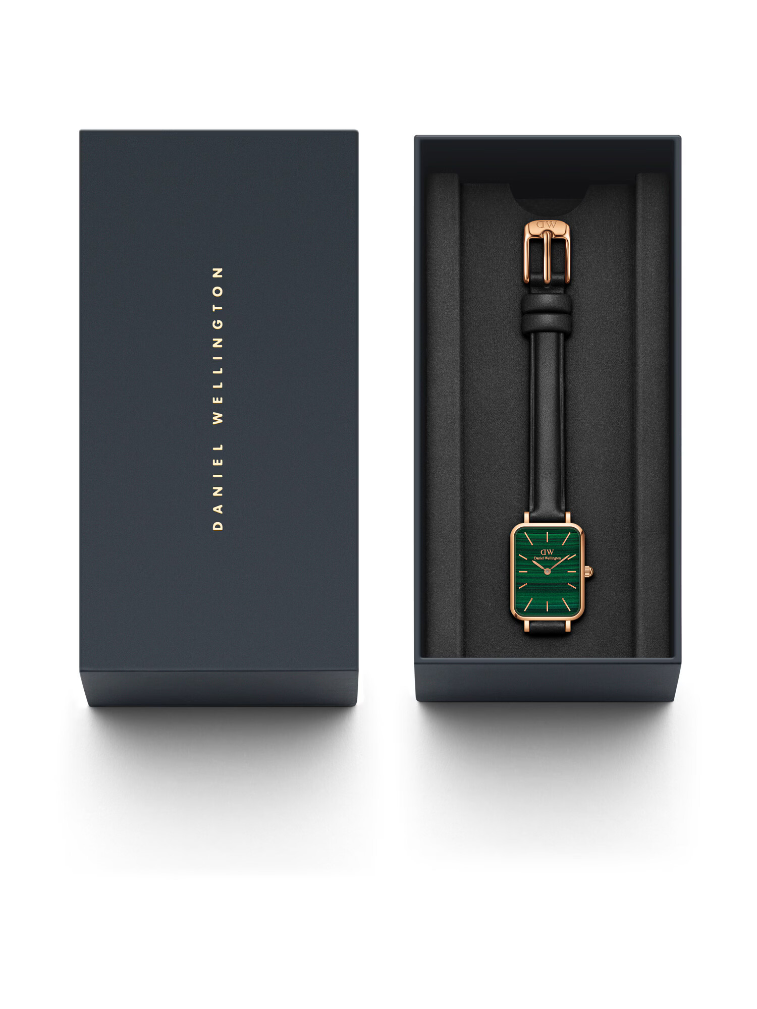 Daniel Wellington Analógové hodinky 'Quadro Pressed Sheffield RG Green' ružové zlato / zelená / čierna - Pepit.sk