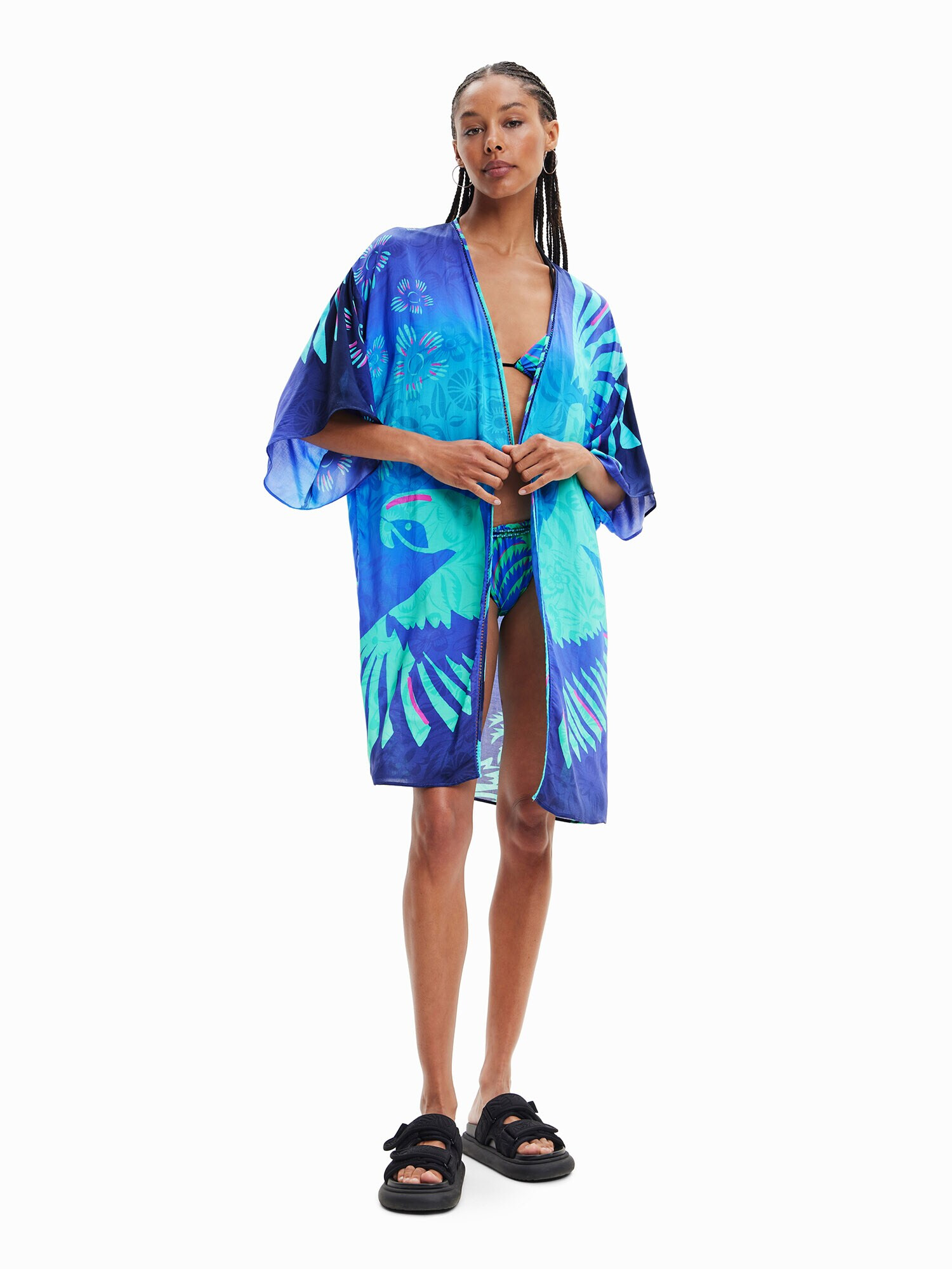 Desigual Kimono 'Arara' tyrkysová / kobaltovomodrá / vodová / neónovo ružová - Pepit.sk