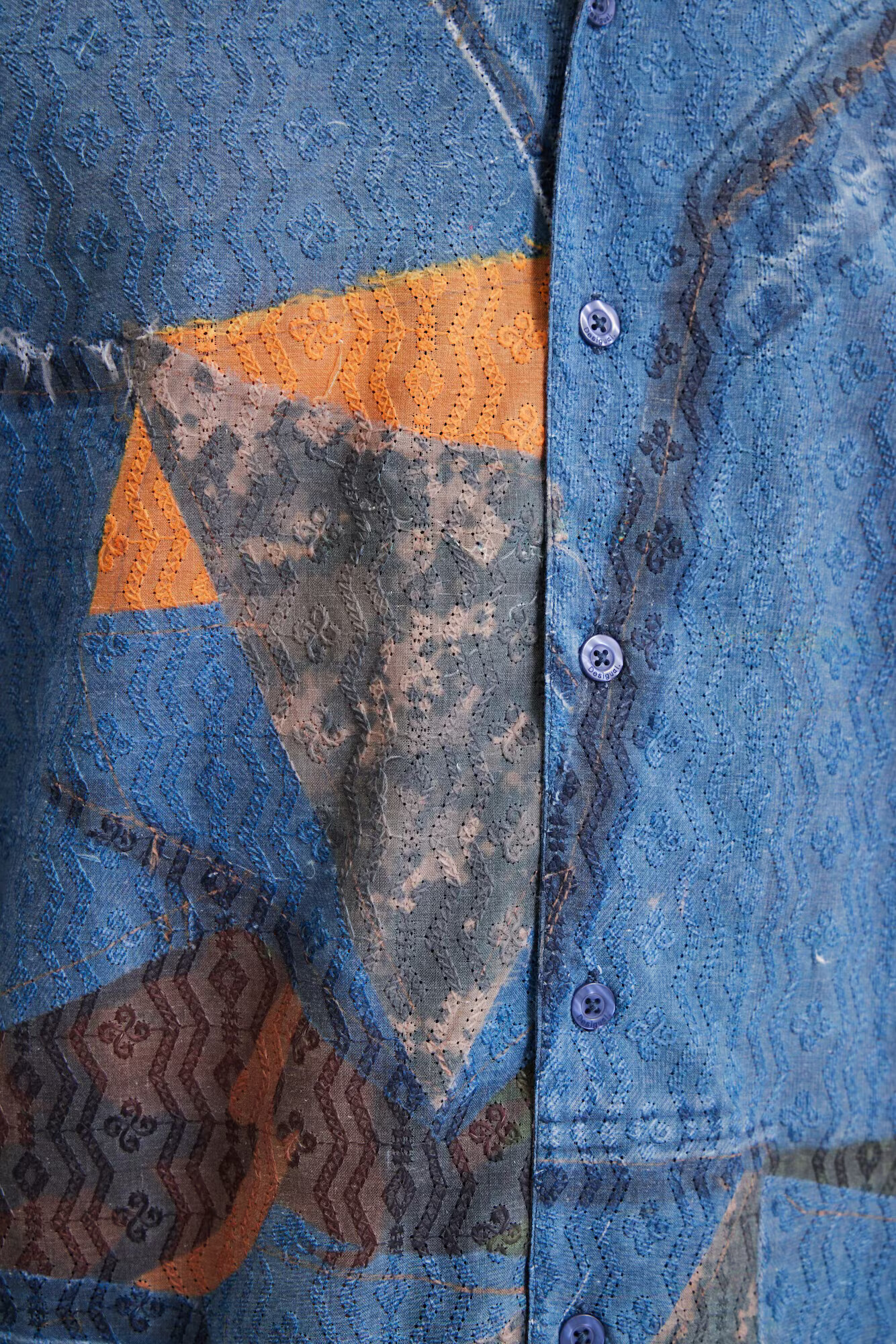 Desigual Košeľa 'FERDY' béžová / modrá denim / hnedá / tmavozelená / oranžová - Pepit.sk