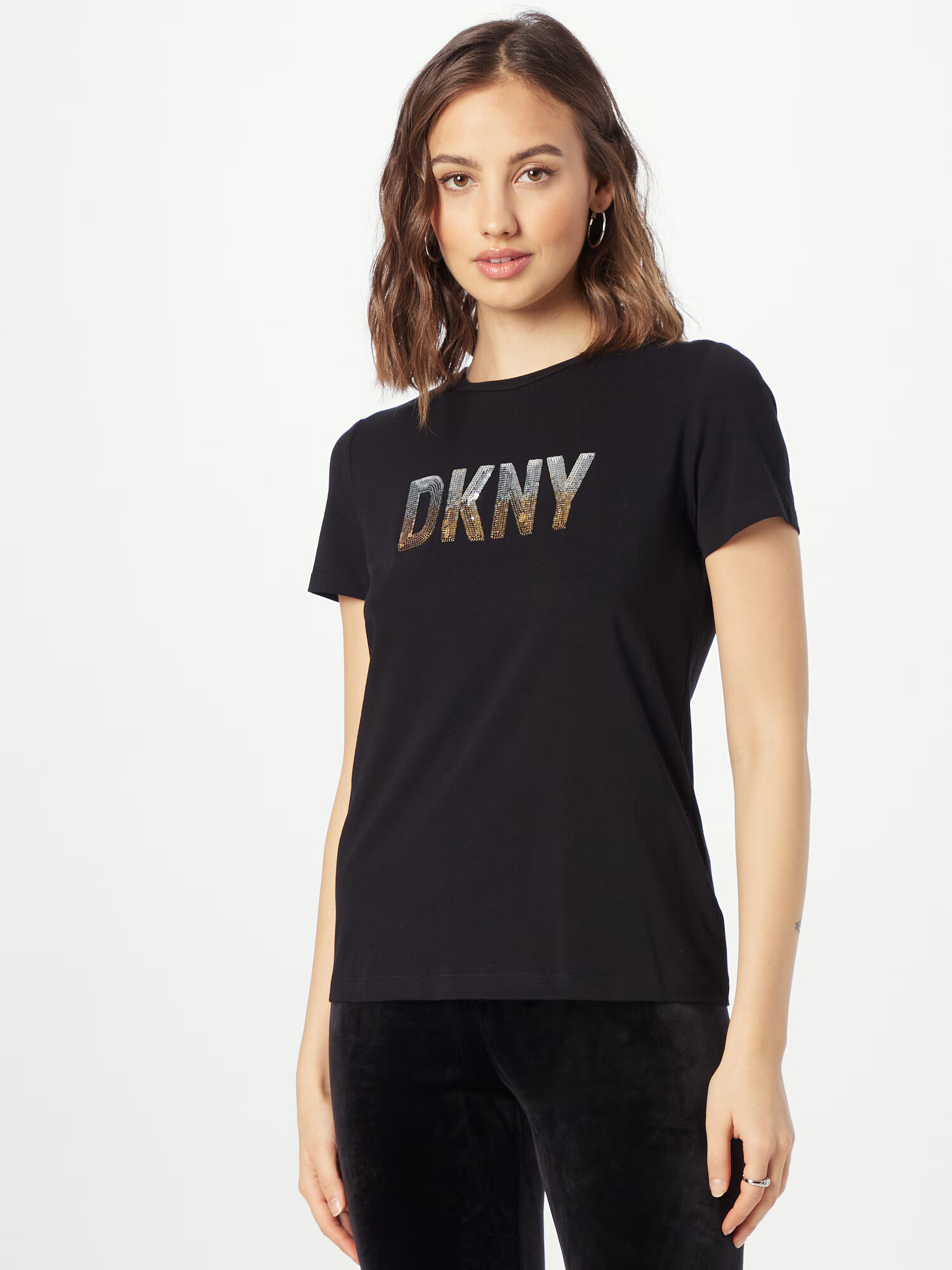 DKNY Tričko zlatá / čierna / strieborná - Pepit.sk