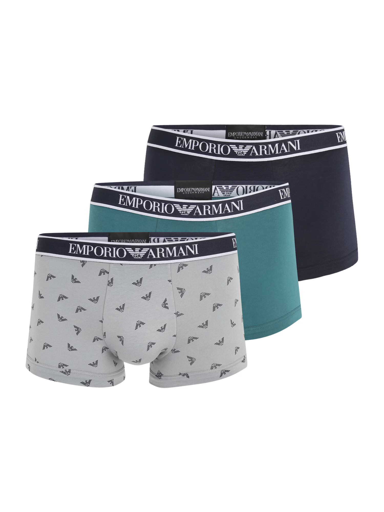 Emporio Armani Boxerky námornícka modrá / sivá / petrolejová / biela - Pepit.sk