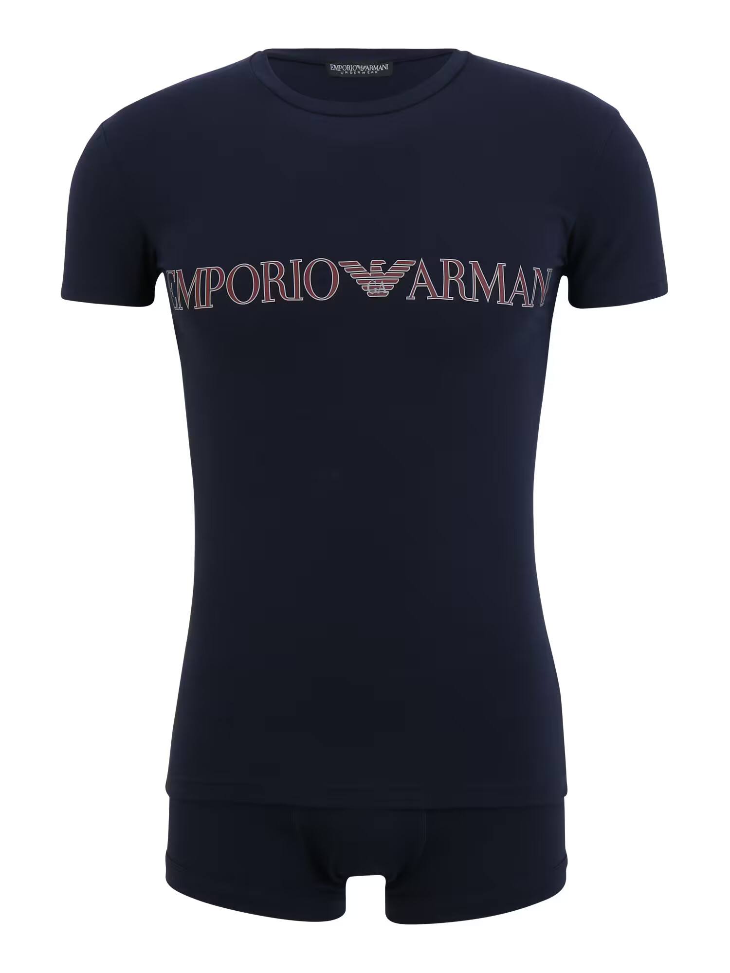 Emporio Armani Krátke pyžamo námornícka modrá / tmavočervená / biela - Pepit.sk