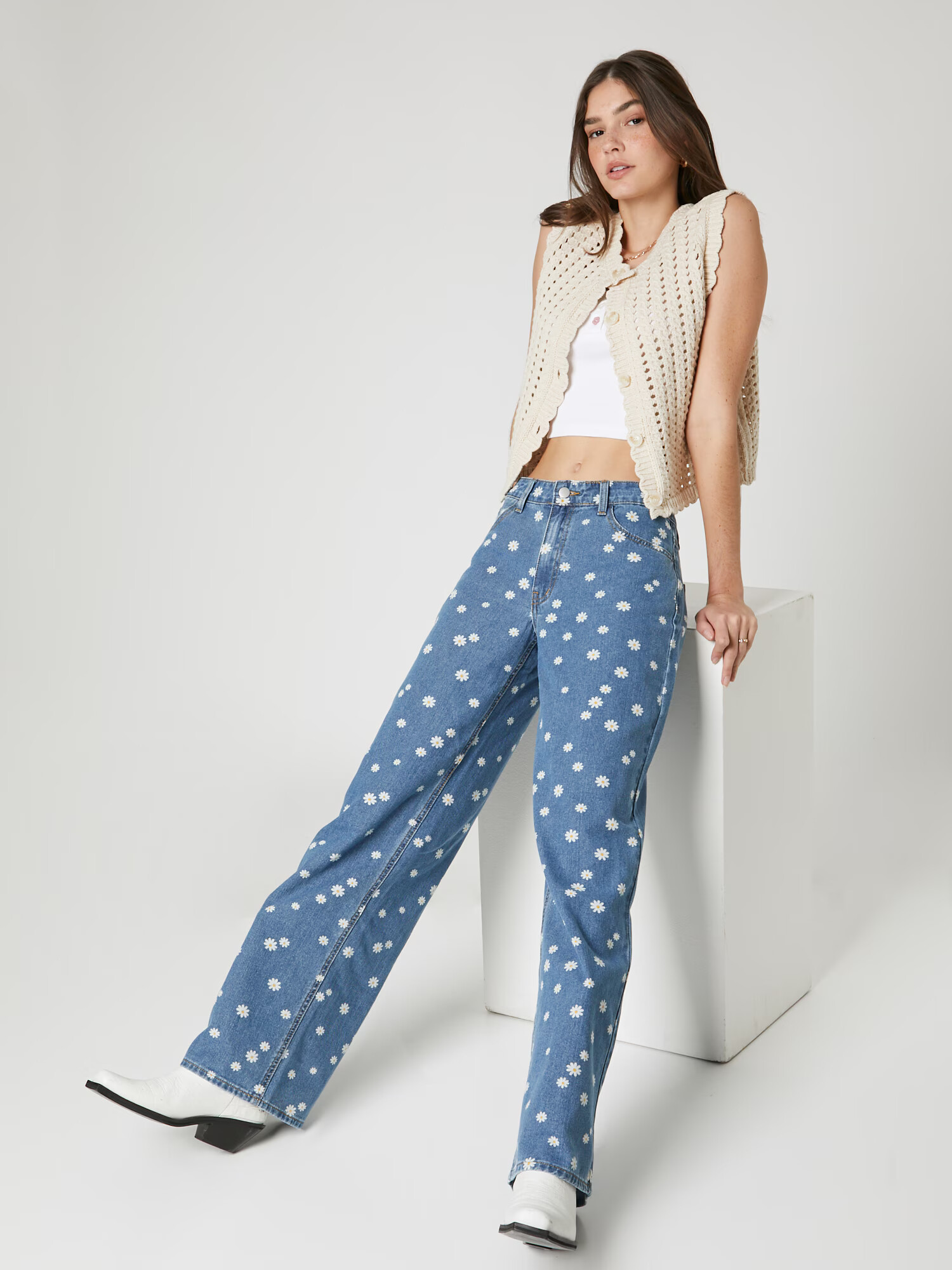 florence by mills exclusive for ABOUT YOU Džínsy 'Daze Dreaming' modrá denim / biela - Pepit.sk