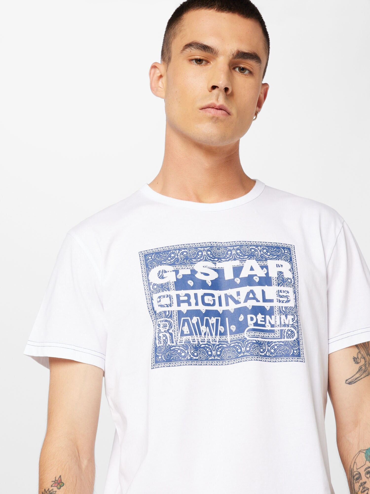 G-Star RAW Tričko 'Bandana' námornícka modrá / biela - Pepit.sk