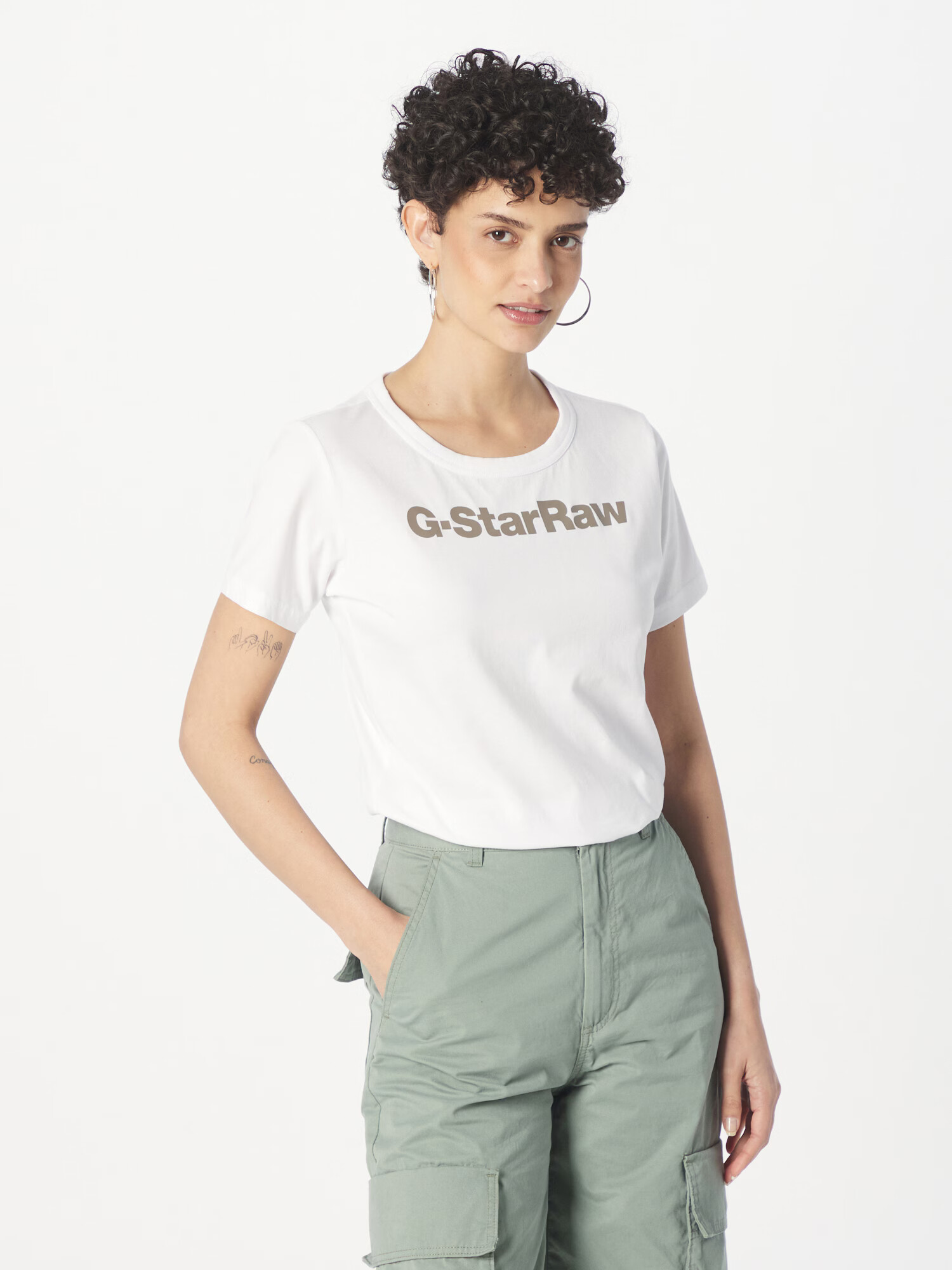 G-Star RAW Tričko tmavobéžová / biela - Pepit.sk