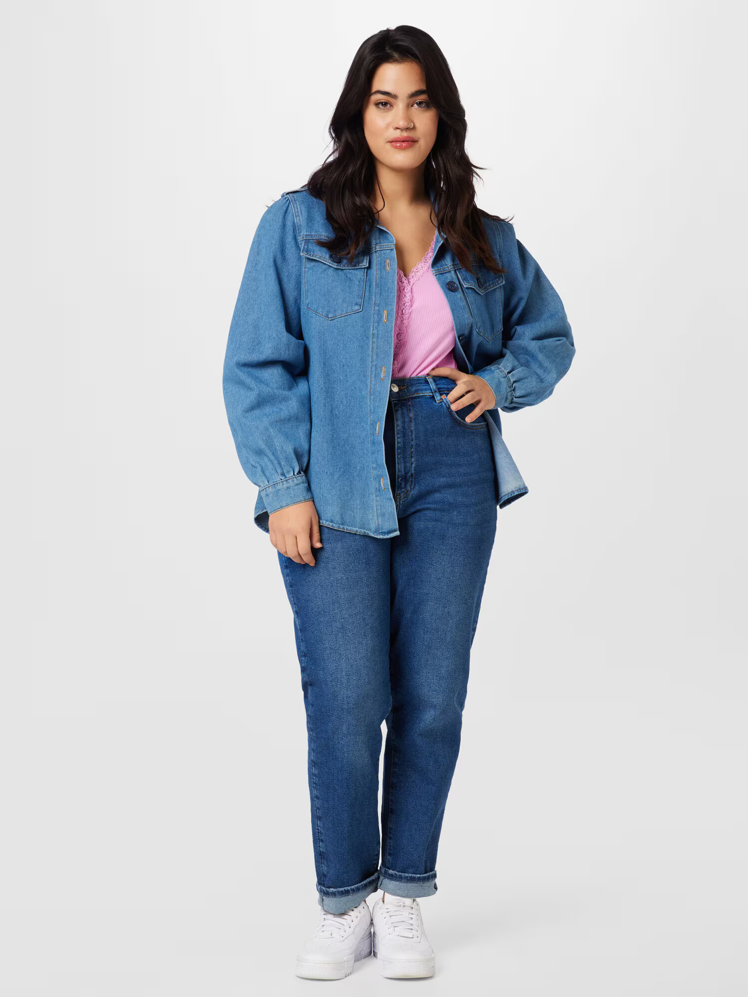 Gina Tricot Curve Džínsy modrá denim - Pepit.sk