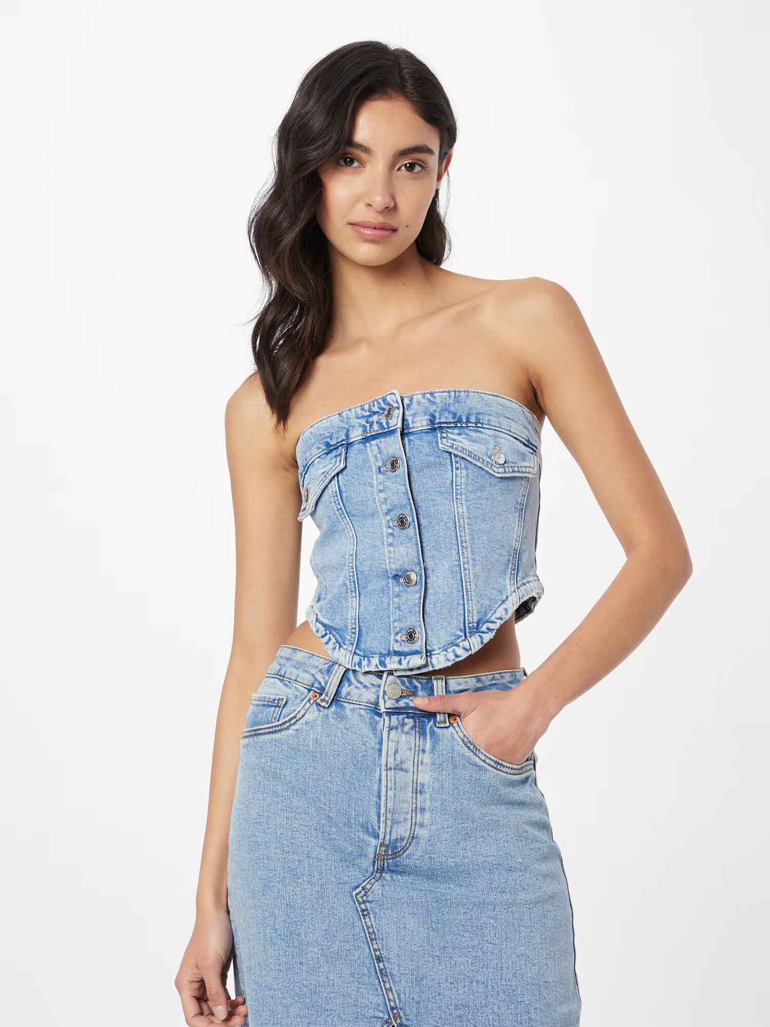 Gina Tricot Top modrá denim - Pepit.sk