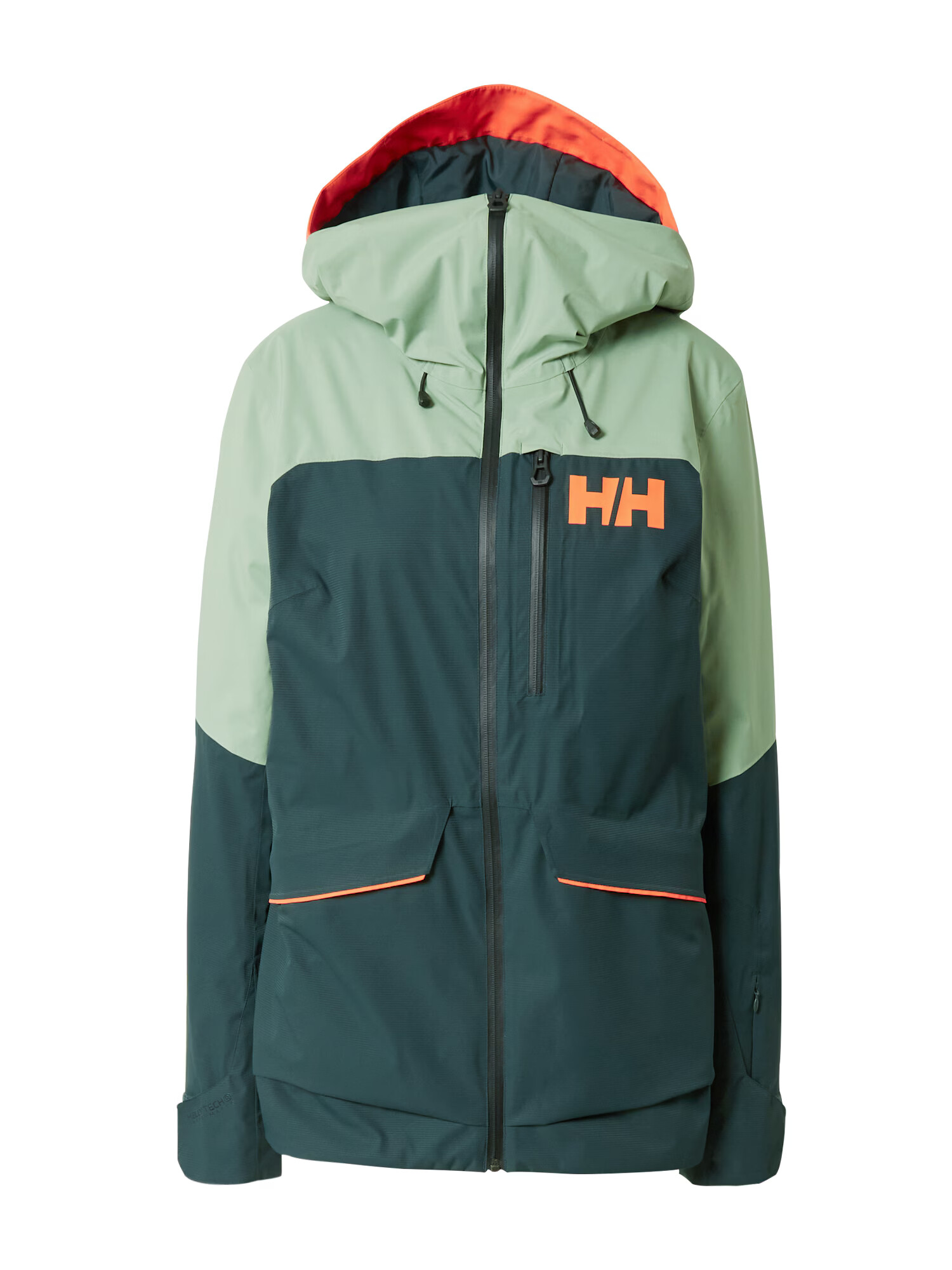 HELLY HANSEN Outdoorová bunda 'POWCHASER' mätová / tmavozelená / oranžová - Pepit.sk