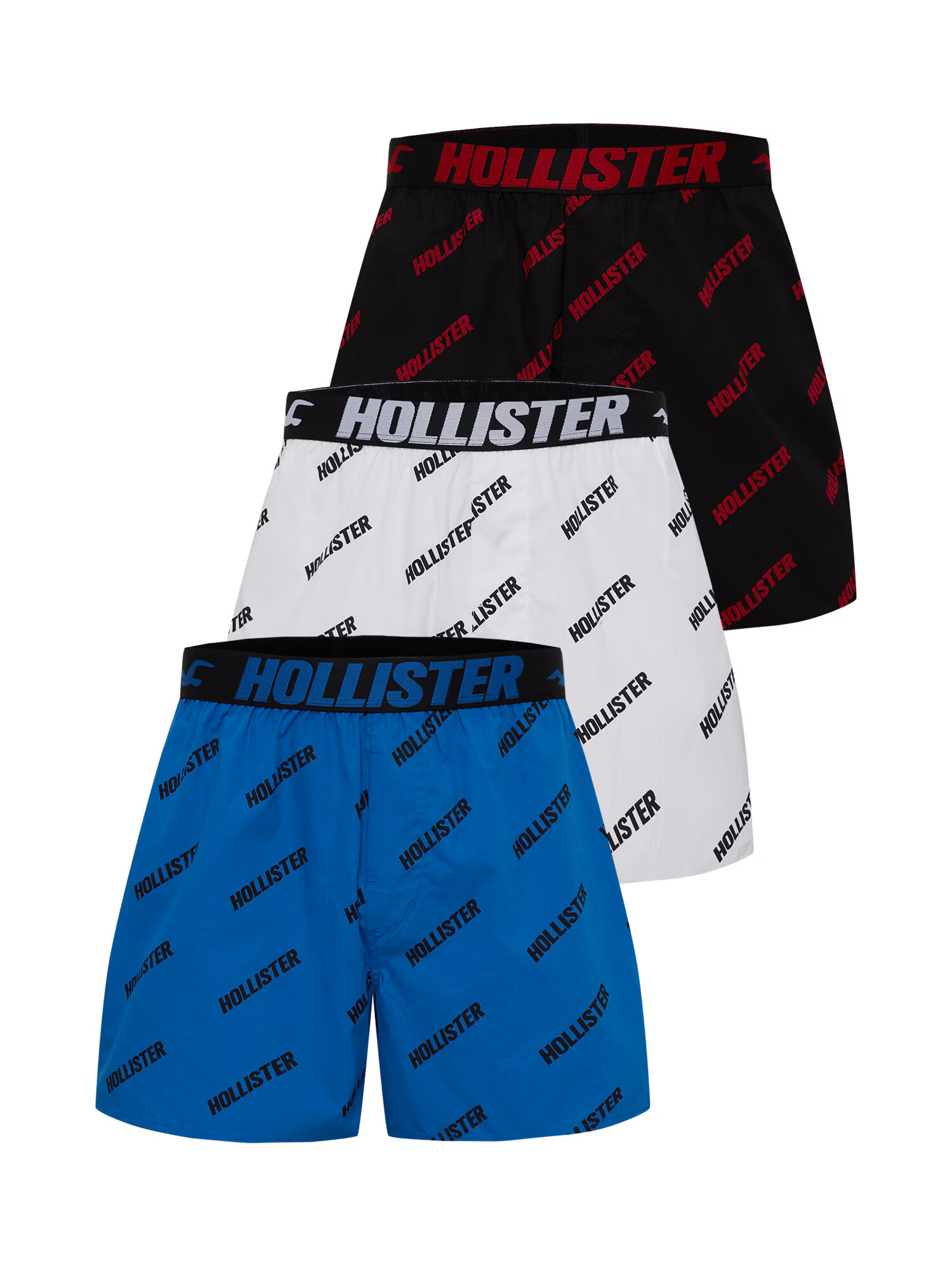 HOLLISTER Boxerky kráľovská modrá / ohnivo červená / čierna / biela - Pepit.sk