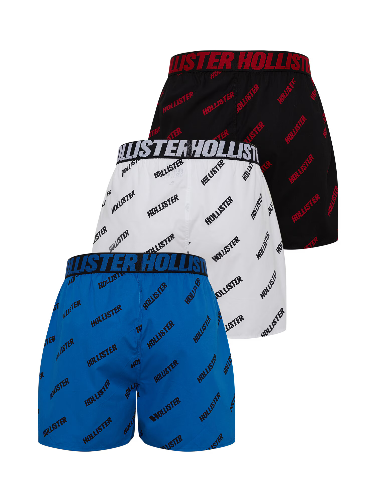 HOLLISTER Boxerky kráľovská modrá / ohnivo červená / čierna / biela - Pepit.sk