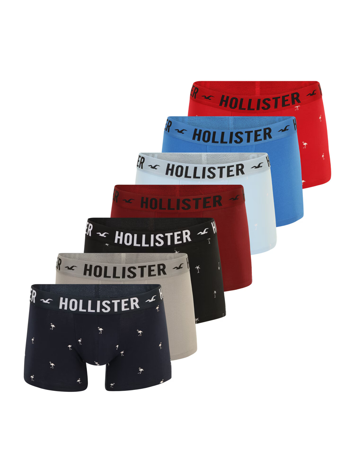 HOLLISTER Boxerky modrá / červená / čierna / biela - Pepit.sk