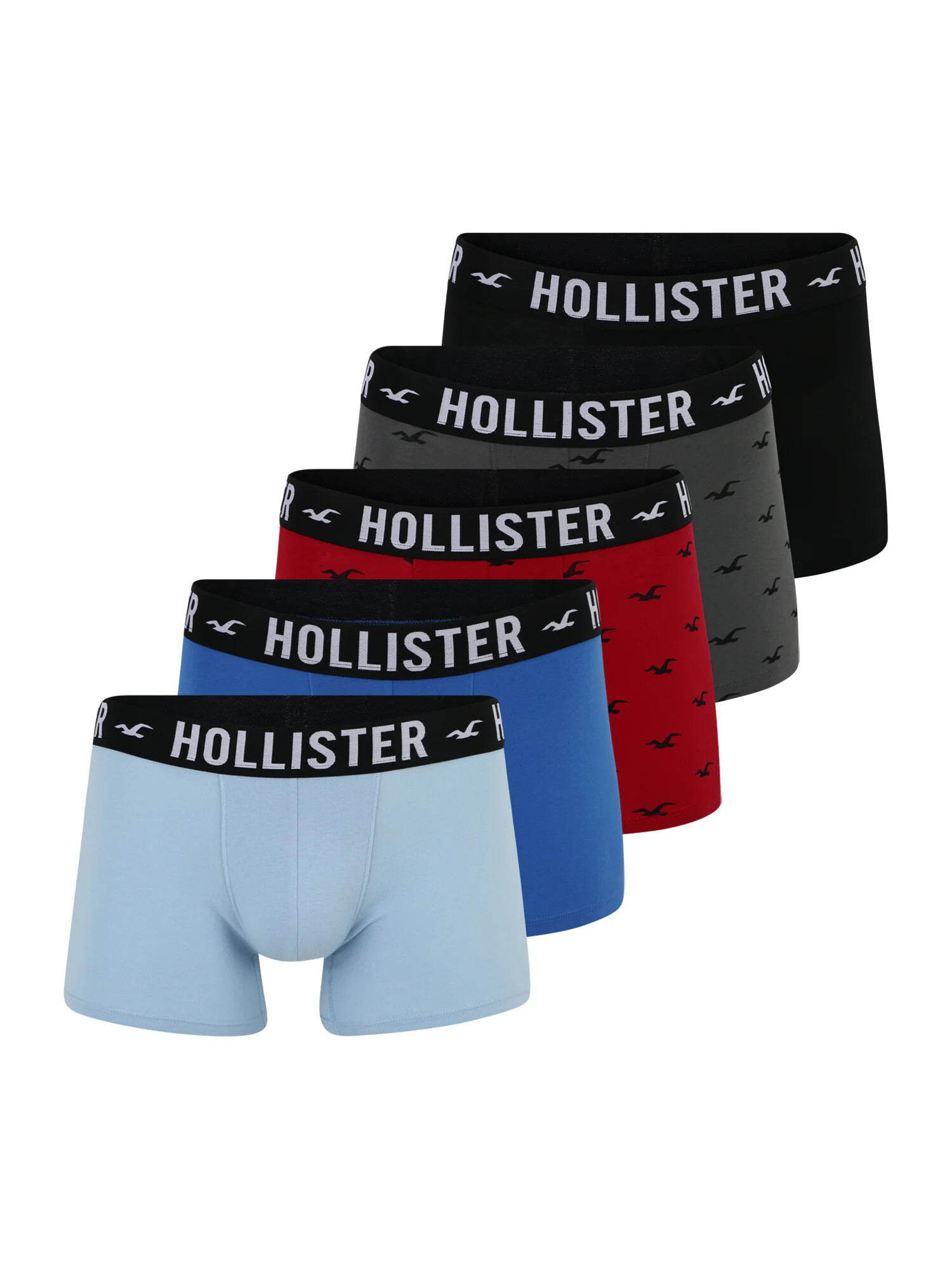 HOLLISTER Boxerky pastelovo modrá / tmavosivá / červená / čierna - Pepit.sk