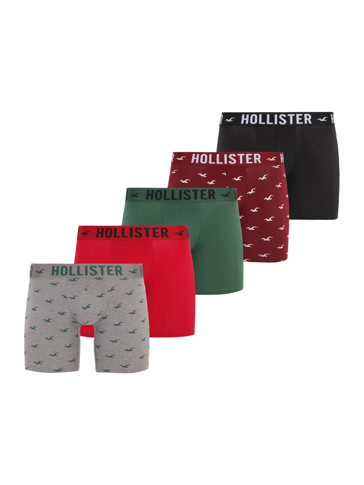 HOLLISTER Boxerky sivá melírovaná / olivová / červená / čierna - Pepit.sk