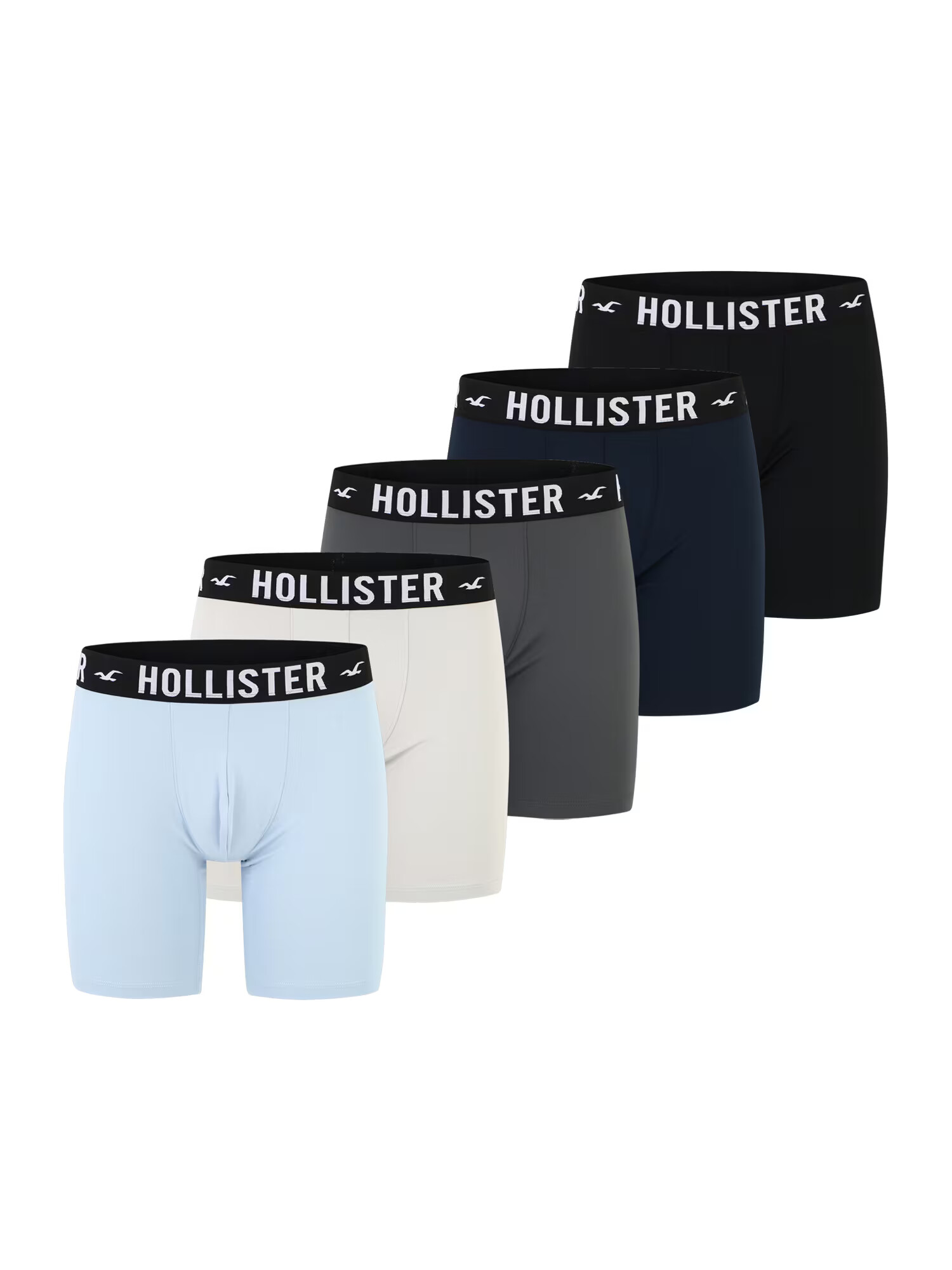 HOLLISTER Boxerky svetlomodrá / tmavomodrá / svetlosivá / čierna - Pepit.sk