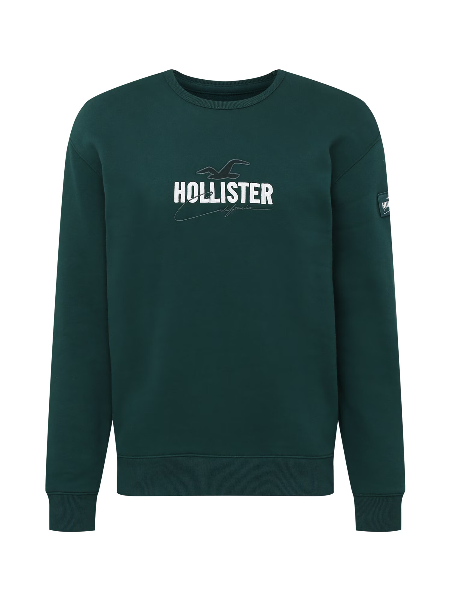 HOLLISTER Mikina 'EMEA' tmavozelená / biela - Pepit.sk