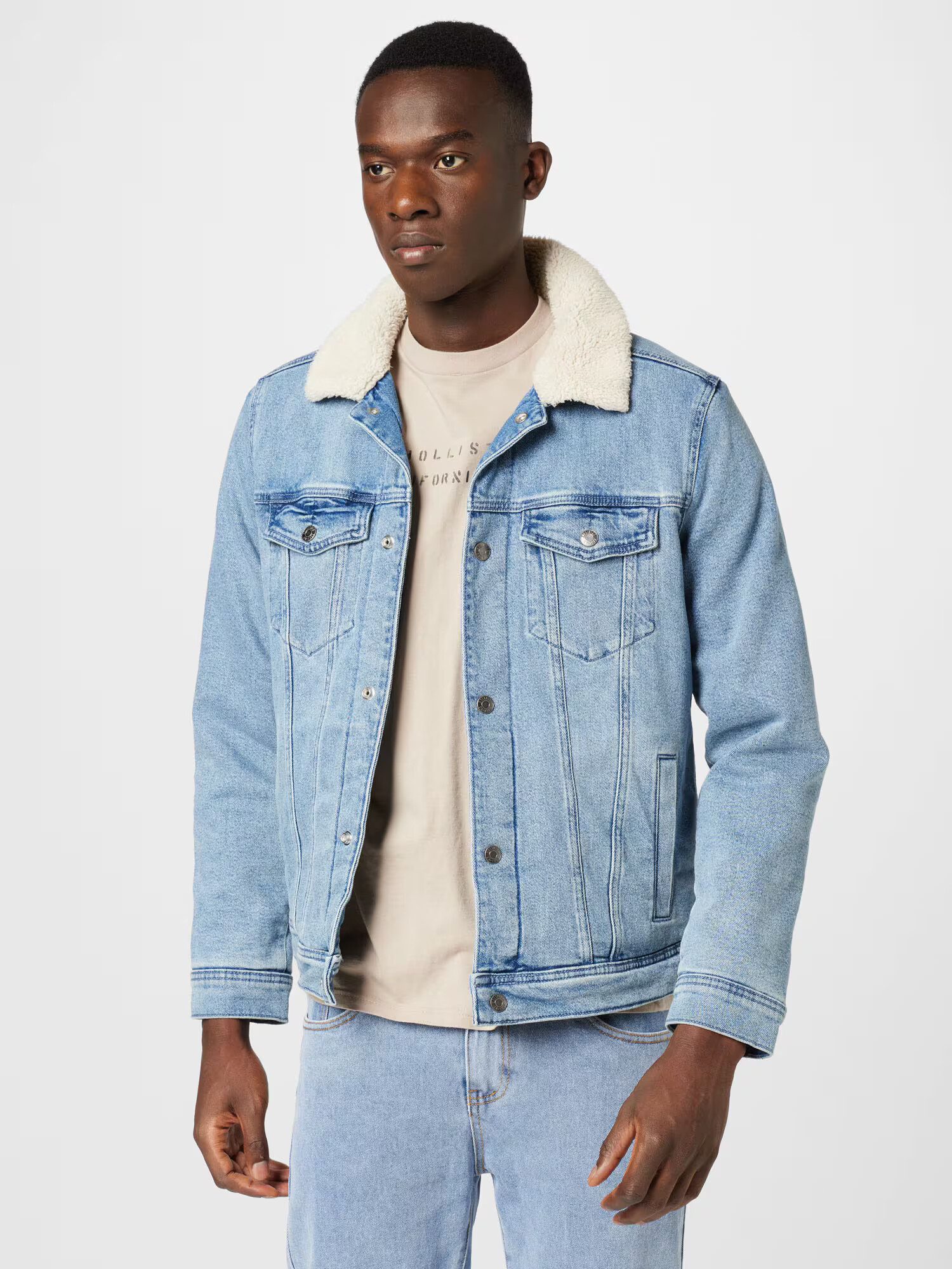 HOLLISTER Prechodná bunda krémová / modrá denim - Pepit.sk