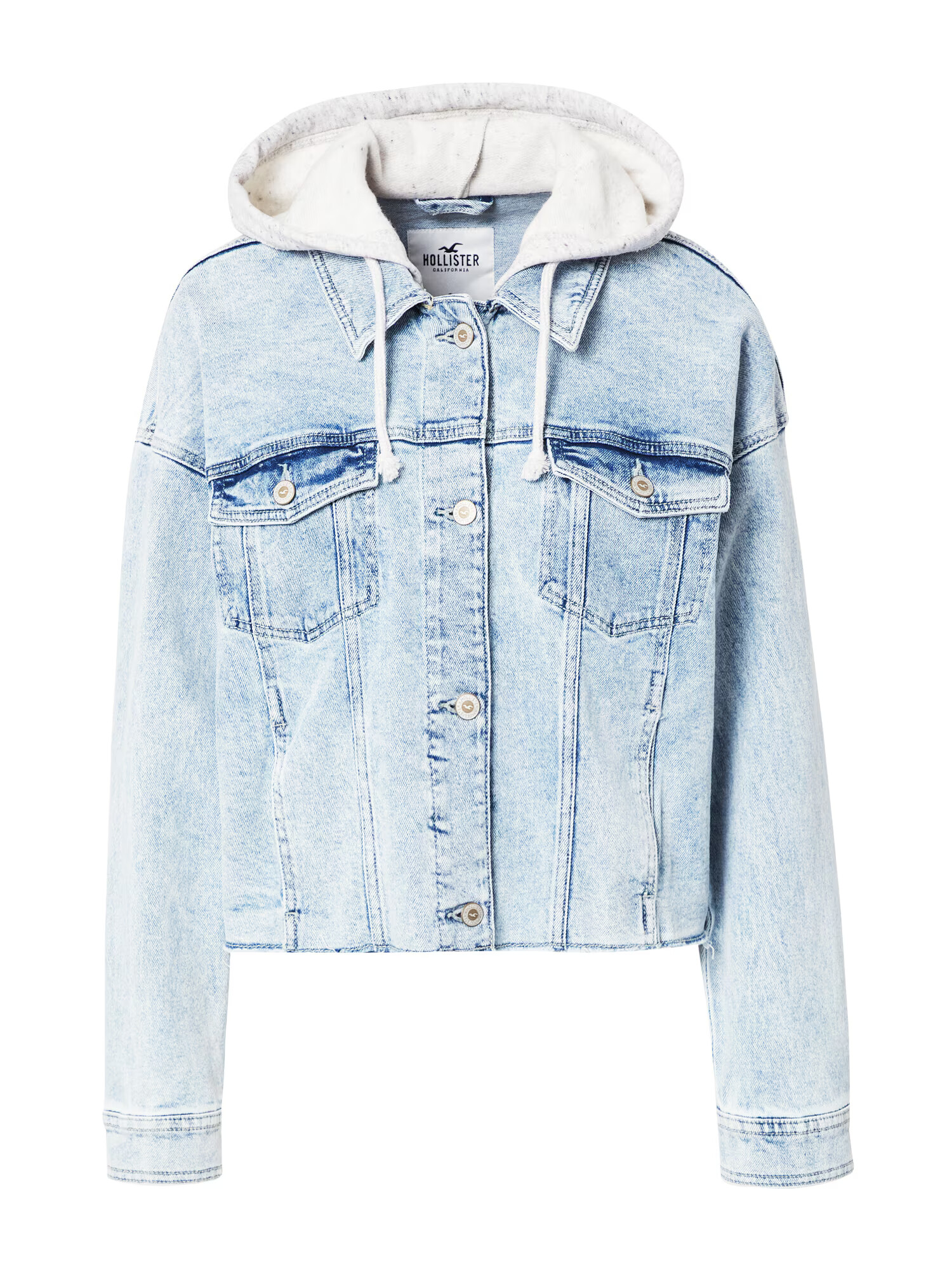 HOLLISTER Prechodná bunda modrá denim / svetlosivá - Pepit.sk