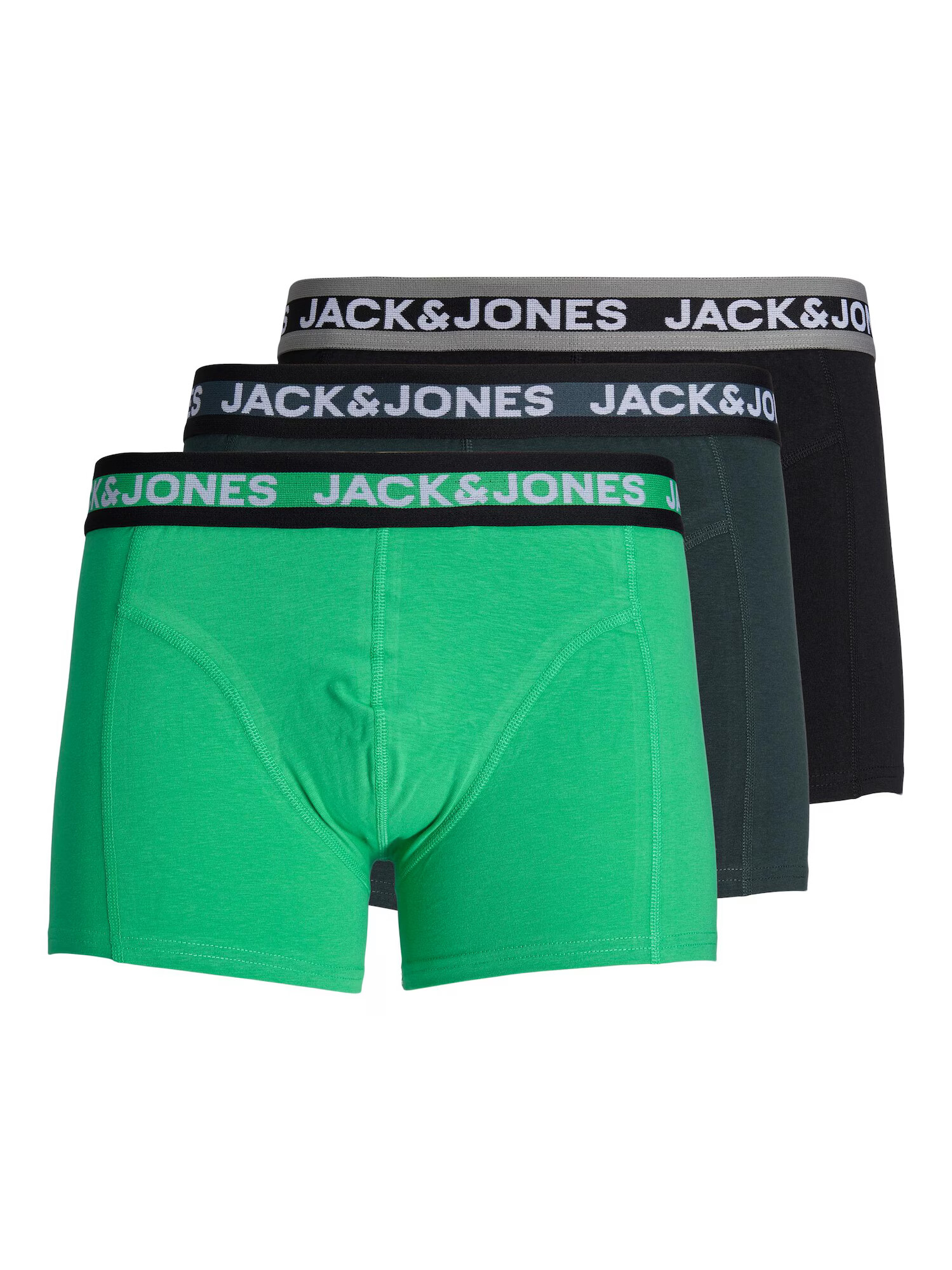 JACK & JONES Boxerky 'ADRIAN' dymovo šedá / nefritová / tmavozelená / čierna - Pepit.sk