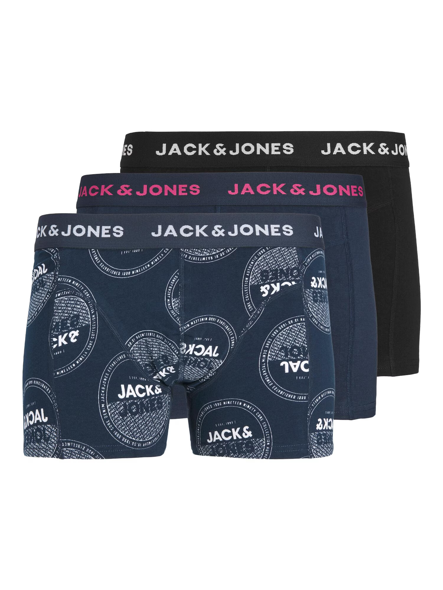 JACK & JONES Boxerky 'ARTIN' námornícka modrá / grenadínová / čierna / biela - Pepit.sk