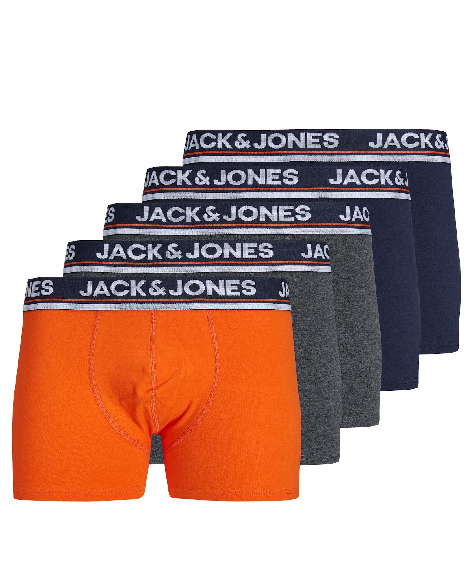 JACK & JONES Boxerky 'BOULDER' námornícka modrá / tmavosivá / tmavooranžová / šedobiela - Pepit.sk