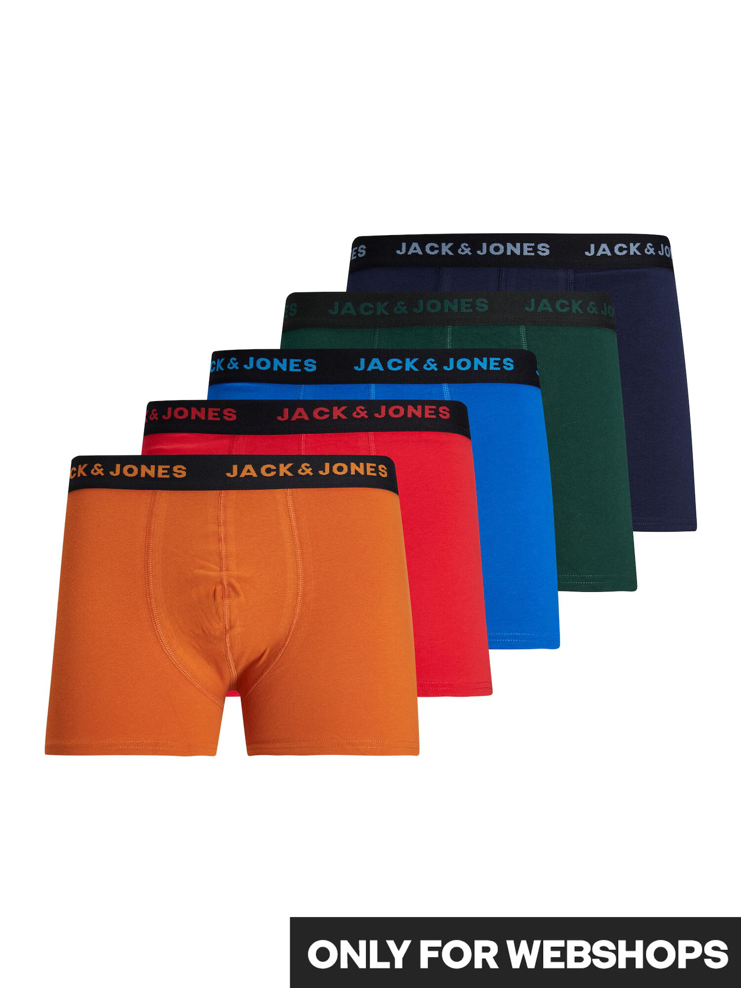 JACK & JONES Boxerky 'BRANDO' modrá / tmavozelená / oranžová / jasne červená / čierna - Pepit.sk