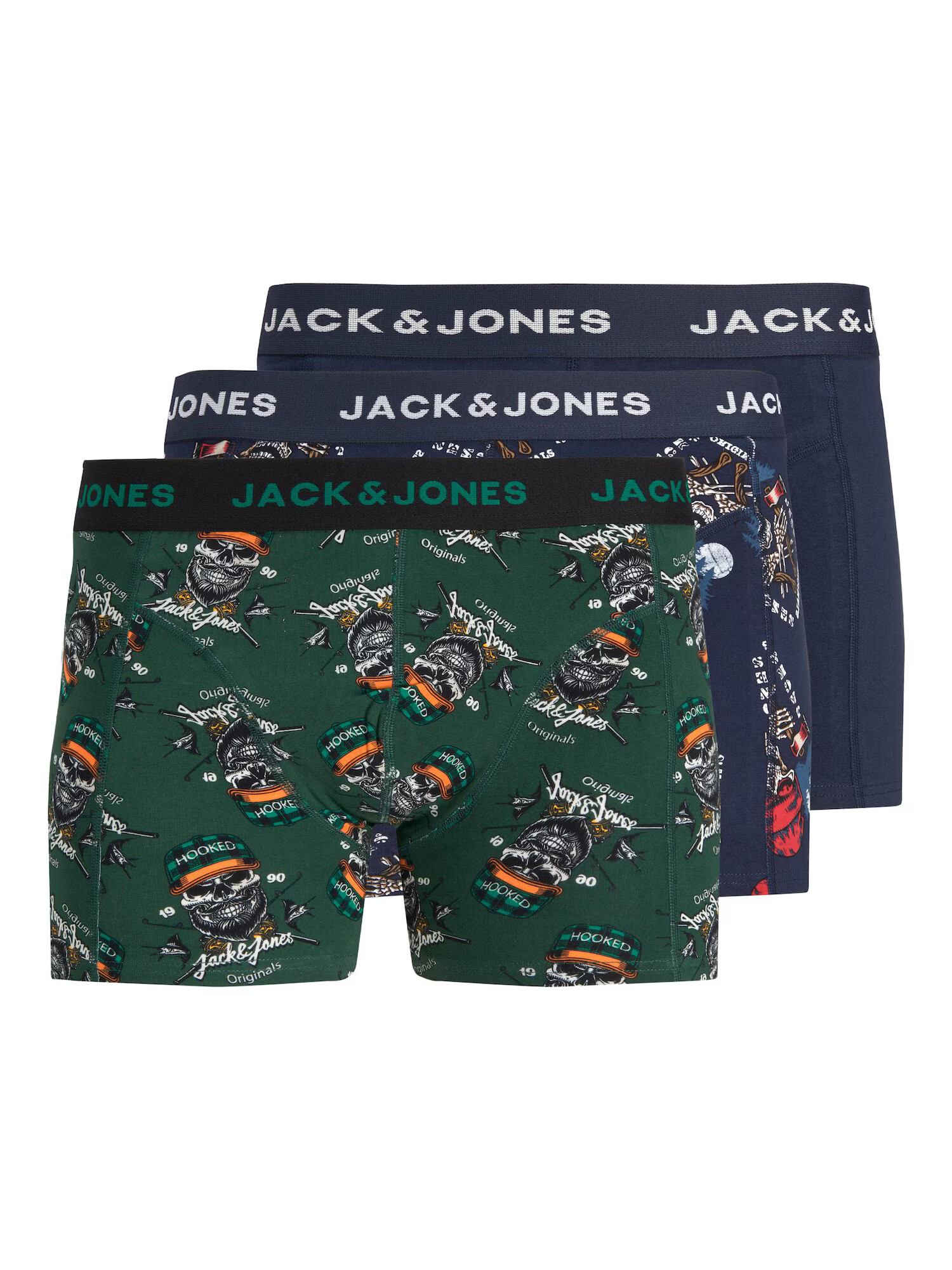 JACK & JONES Boxerky 'CAPTAIN' námornícka modrá / kaki / oranžová / biela - Pepit.sk