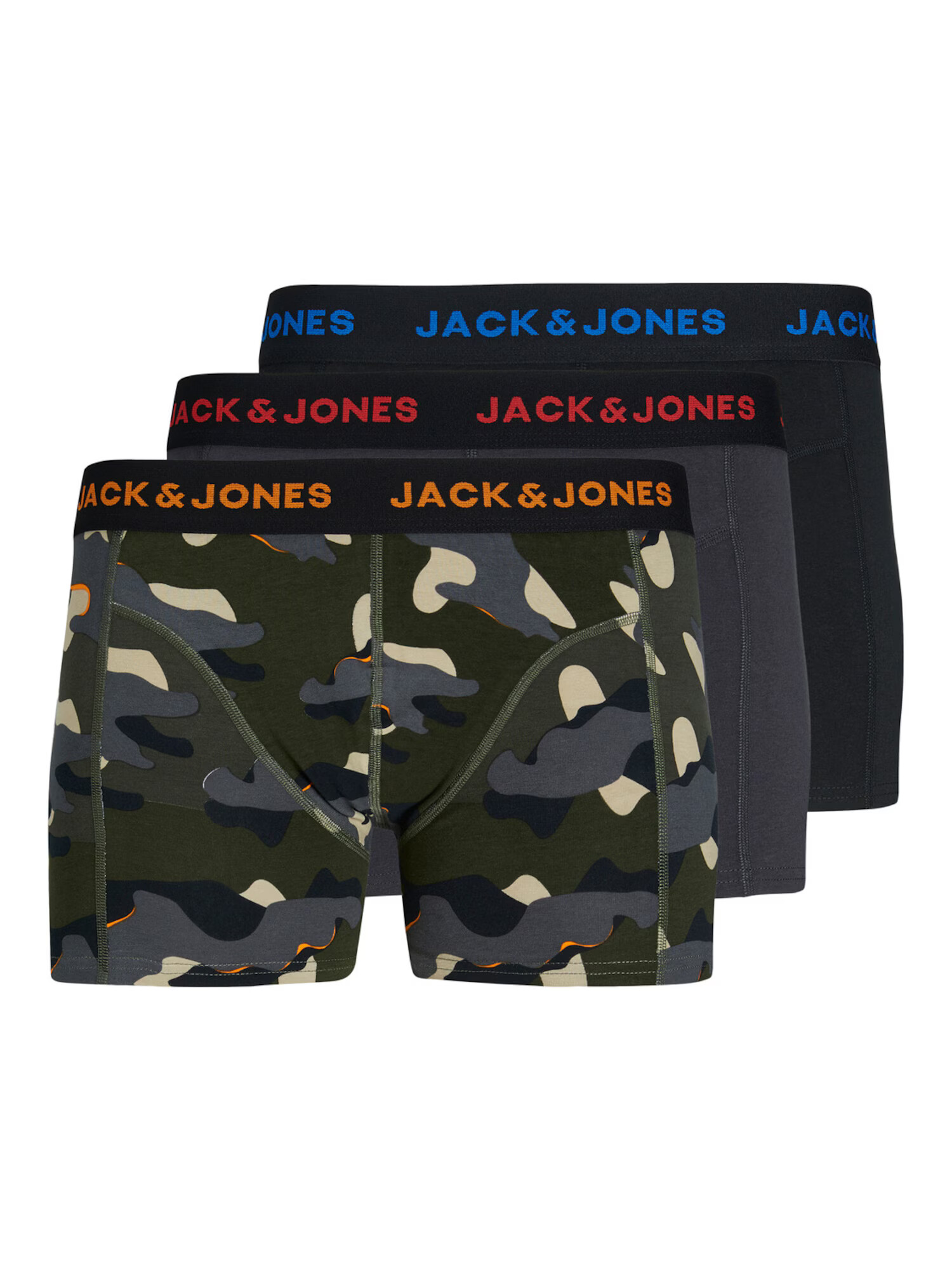 JACK & JONES Boxerky 'Cramp' tmavosivá / tmavozelená / oranžová / čierna - Pepit.sk