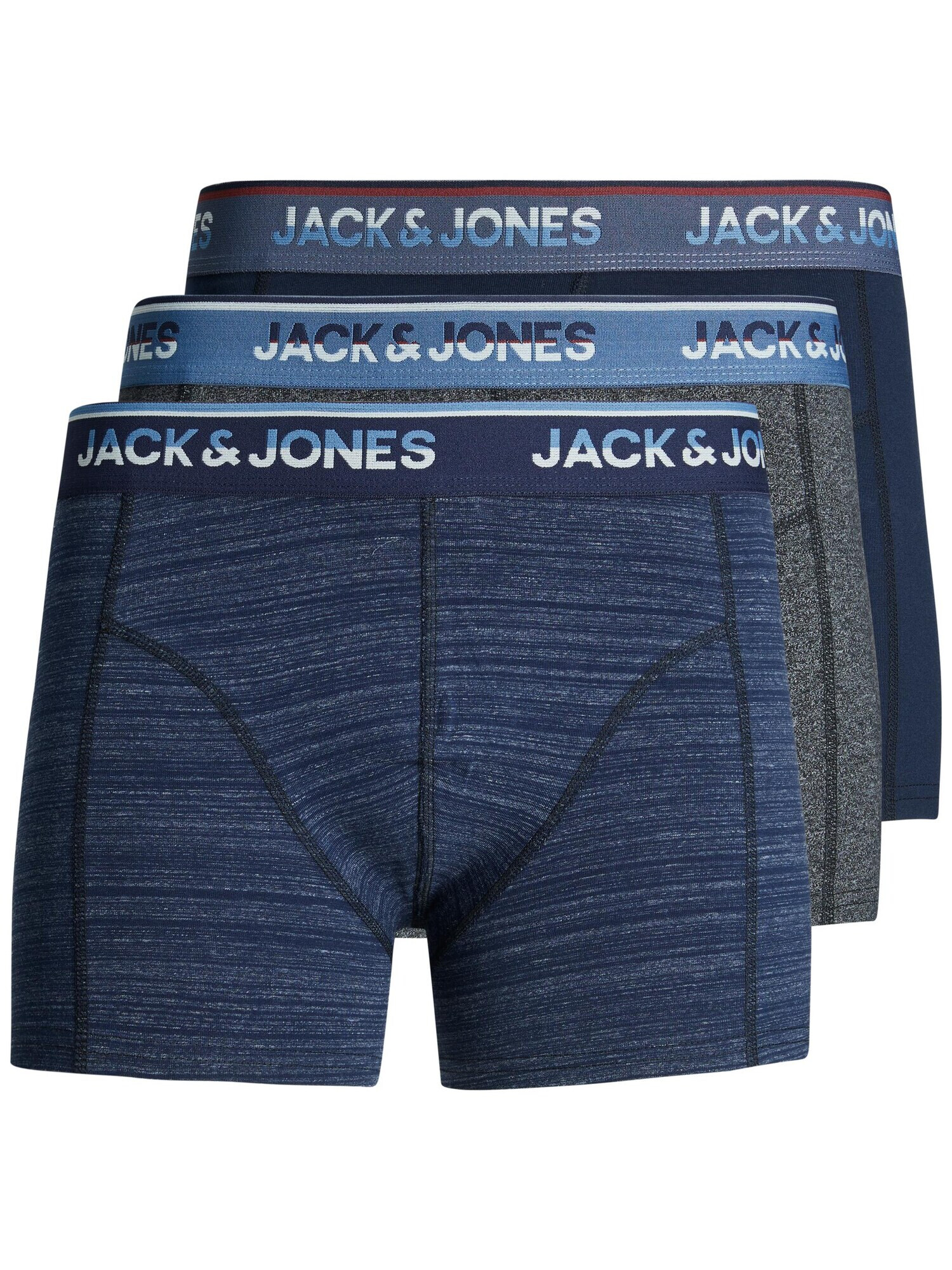 JACK & JONES Boxerky 'CURTIS' námornícka modrá / modrosivá / sivá / biela - Pepit.sk