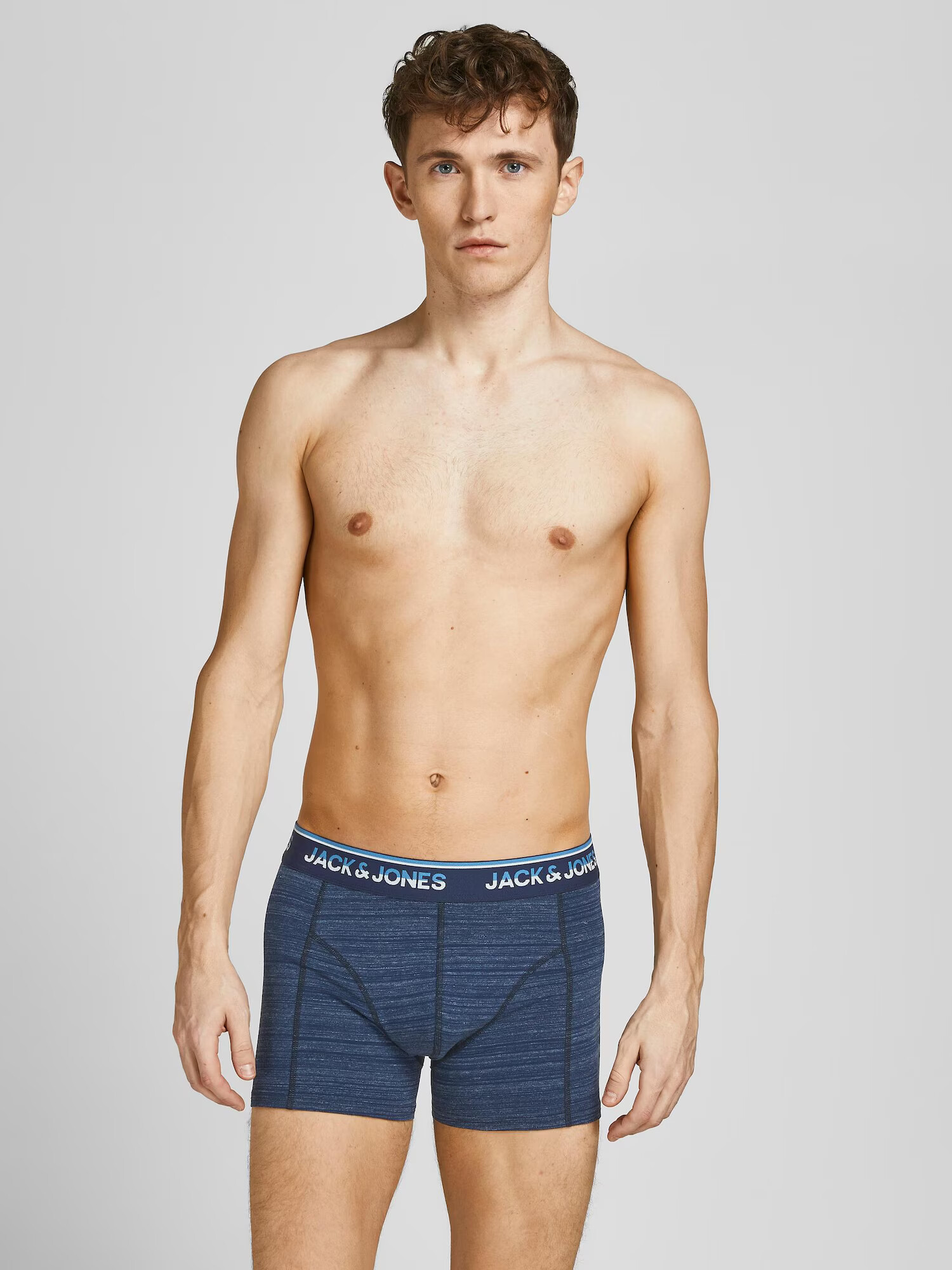 JACK & JONES Boxerky 'CURTIS' námornícka modrá / modrosivá / sivá / biela - Pepit.sk