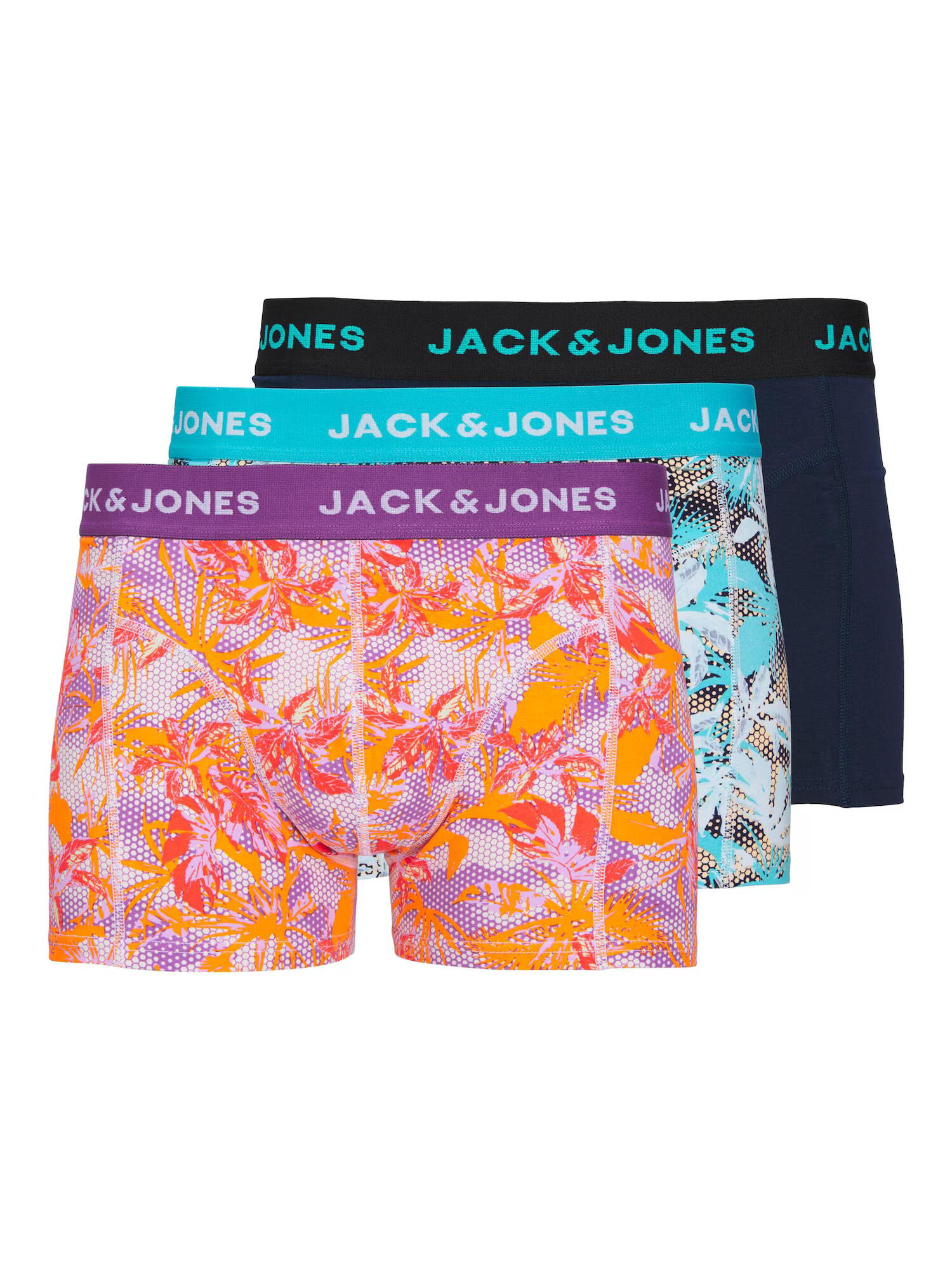 JACK & JONES Boxerky 'Damian' námornícka modrá / vodová / fialová / oranžová - Pepit.sk