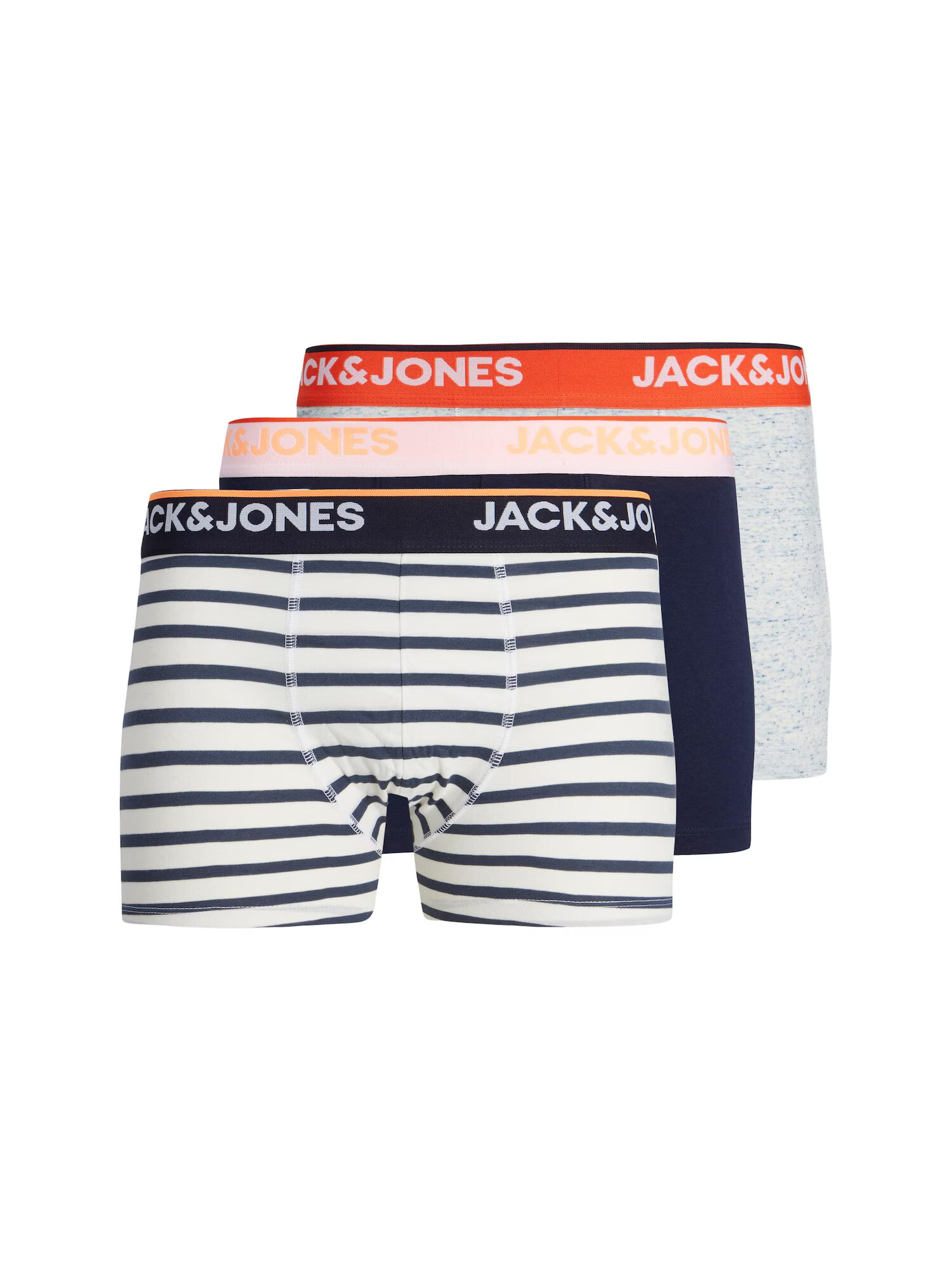 JACK & JONES Boxerky 'Dave' námornícka modrá / oranžová / koralová / šedobiela - Pepit.sk