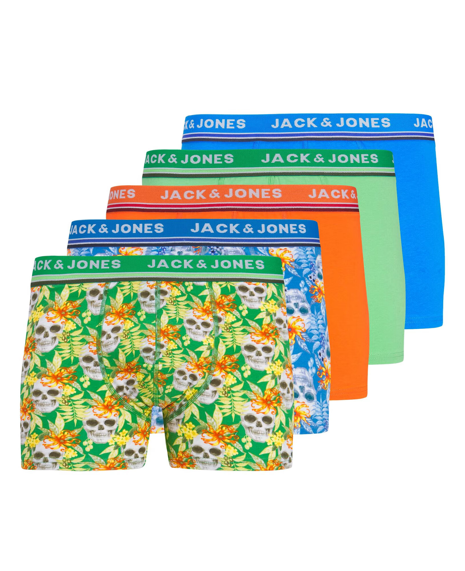 JACK & JONES Boxerky 'DERSON' svetlomodrá / svetlosivá / svetlozelená / oranžovo červená - Pepit.sk