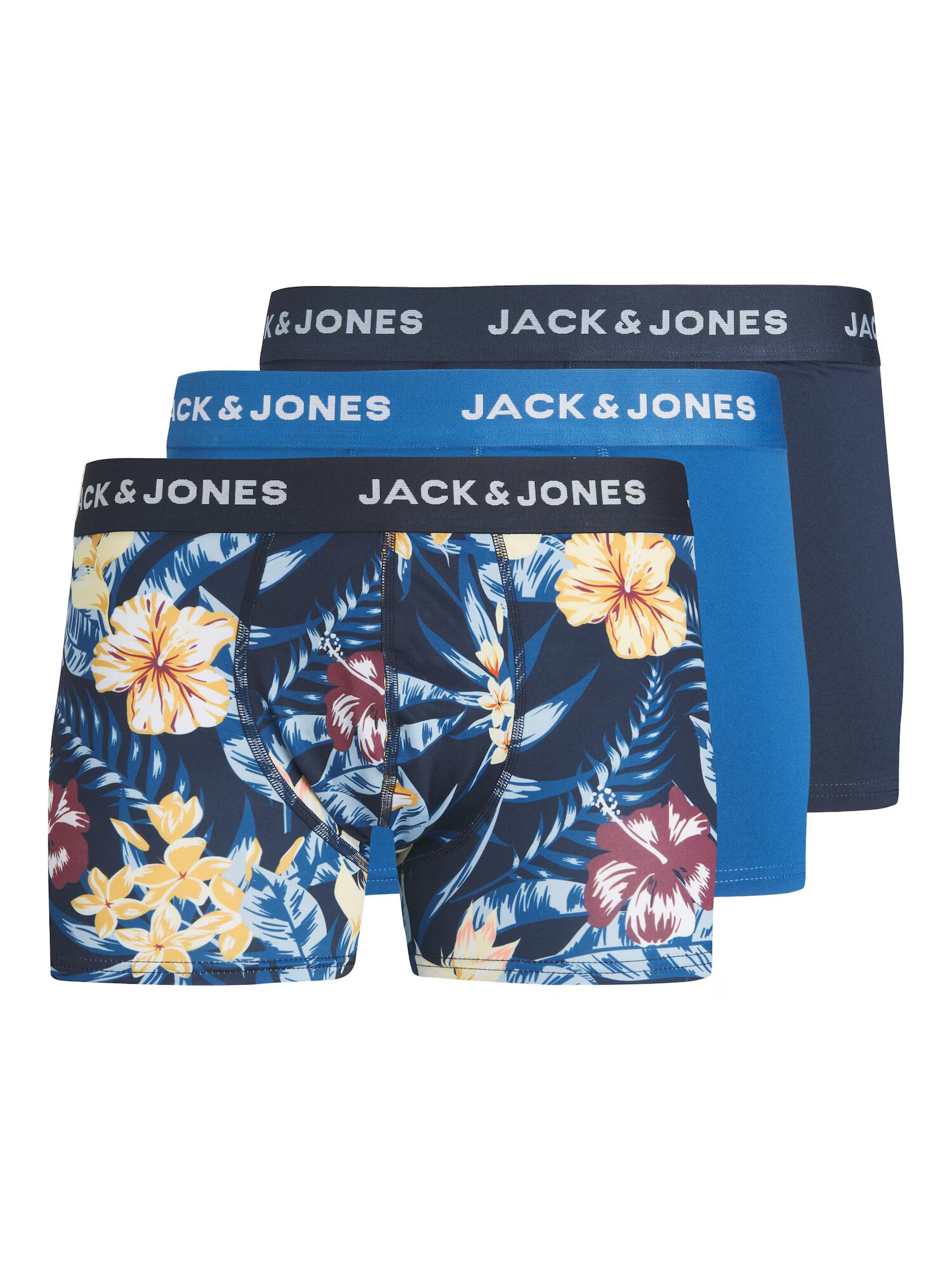 JACK & JONES Boxerky 'Fiesta' námornícka modrá / kráľovská modrá / tmavozelená / šedobiela - Pepit.sk