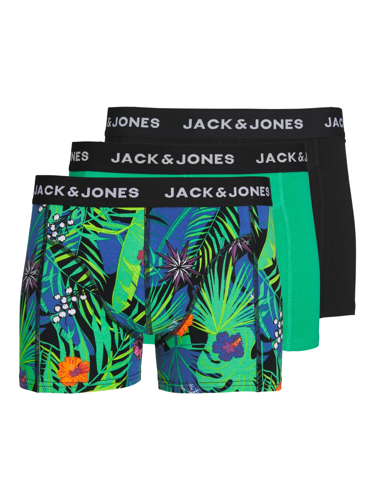 JACK & JONES Boxerky 'FLOWER' modrá / svetlozelená / fialová / čierna - Pepit.sk